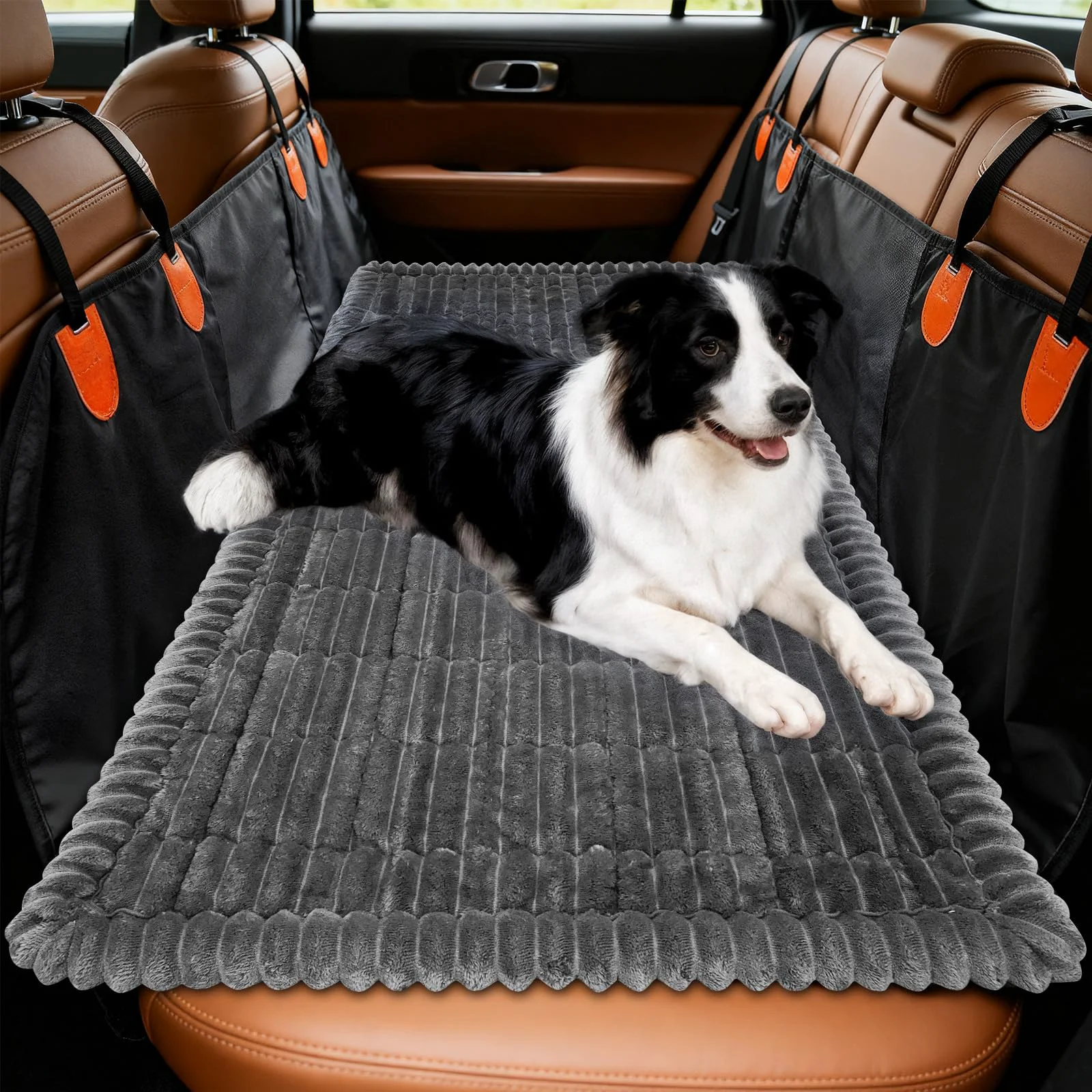 High-Quality tokameiu Dog Car Seat Cover for Back Seat — Soft Non-Slip Durable Grey 50x24.6 in Stylish