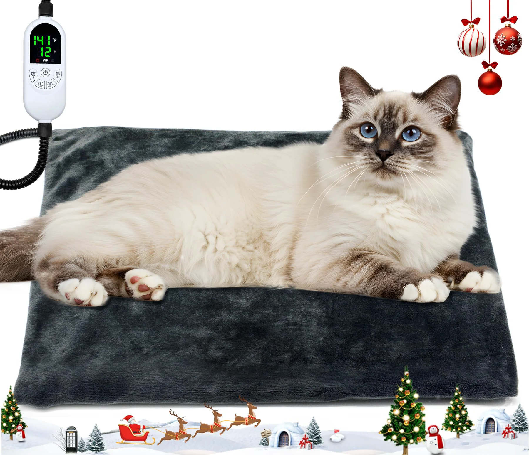 Functional Kabaripet Heated Cat Bed 18x18 2025 Upgraded Cat Heating Pad 12 Temp Timer Professional