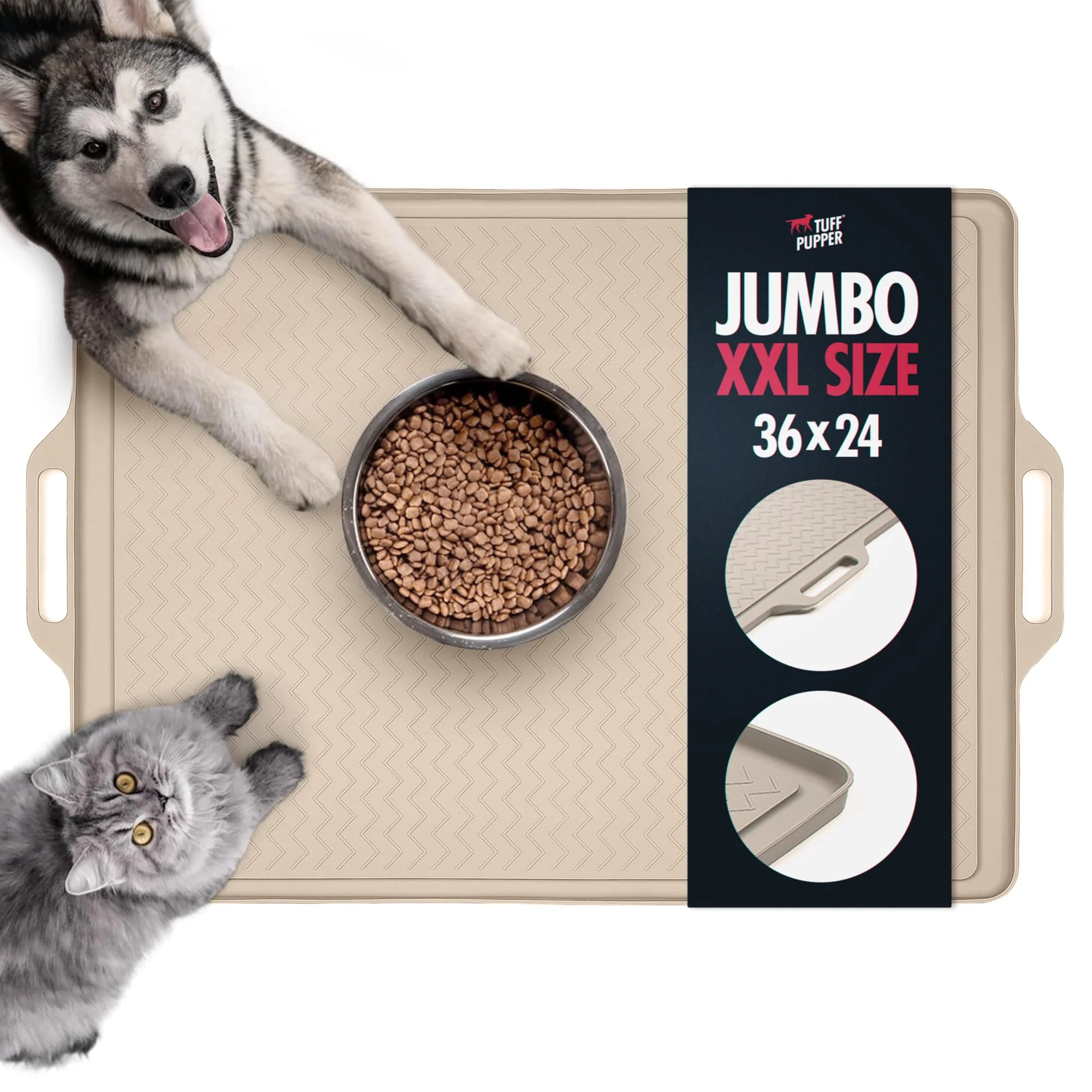 Elite Tuff Pupper 36x24 XXL Dog Feeding Mat – Waterproof Non-Slip Dishwasher Safe Proven