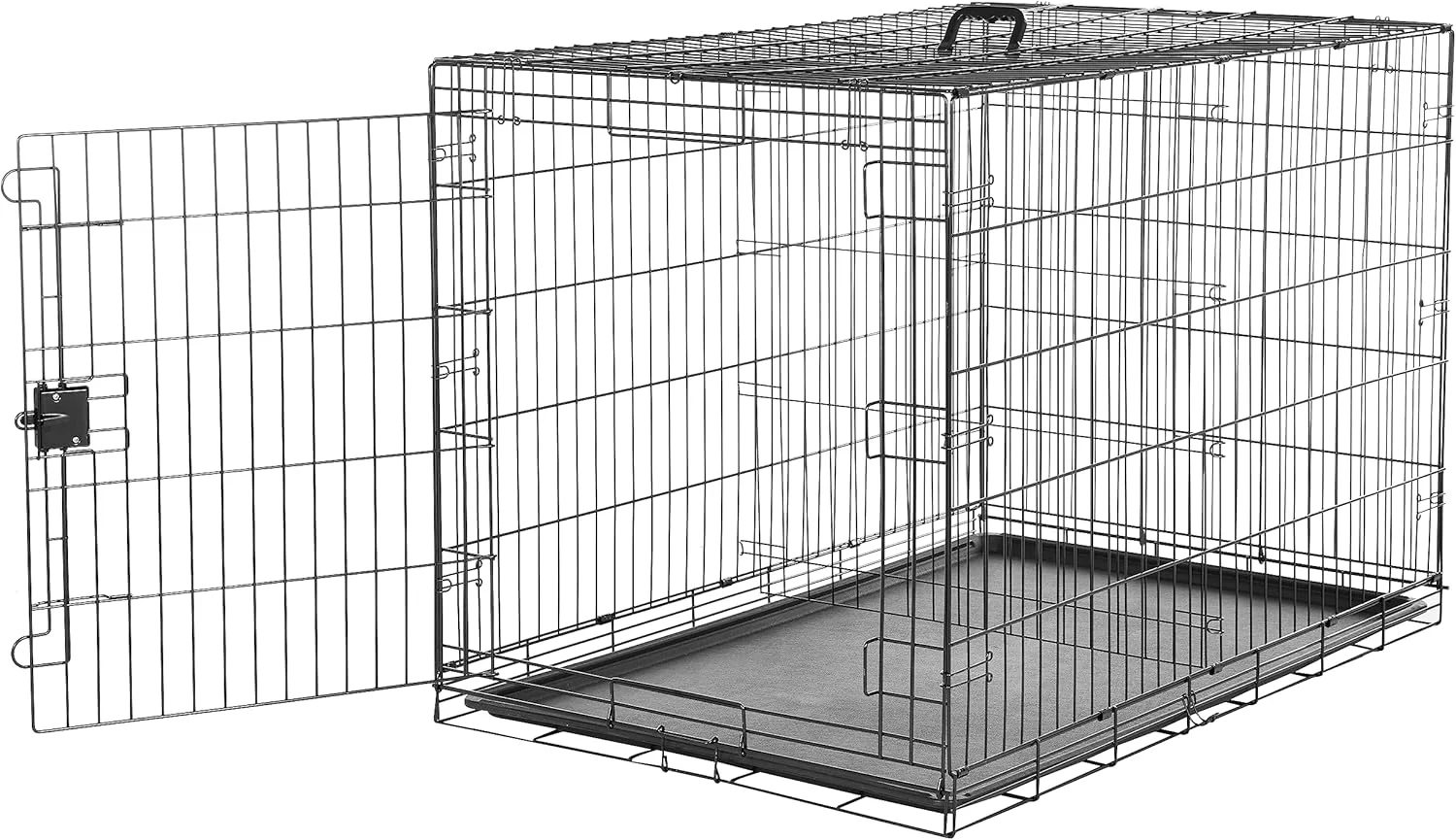 Original Amazon Basics Durable Foldable Metal Wire Dog Crate with Tray Single Door 48 x 30 x 32.5 in Black Proven