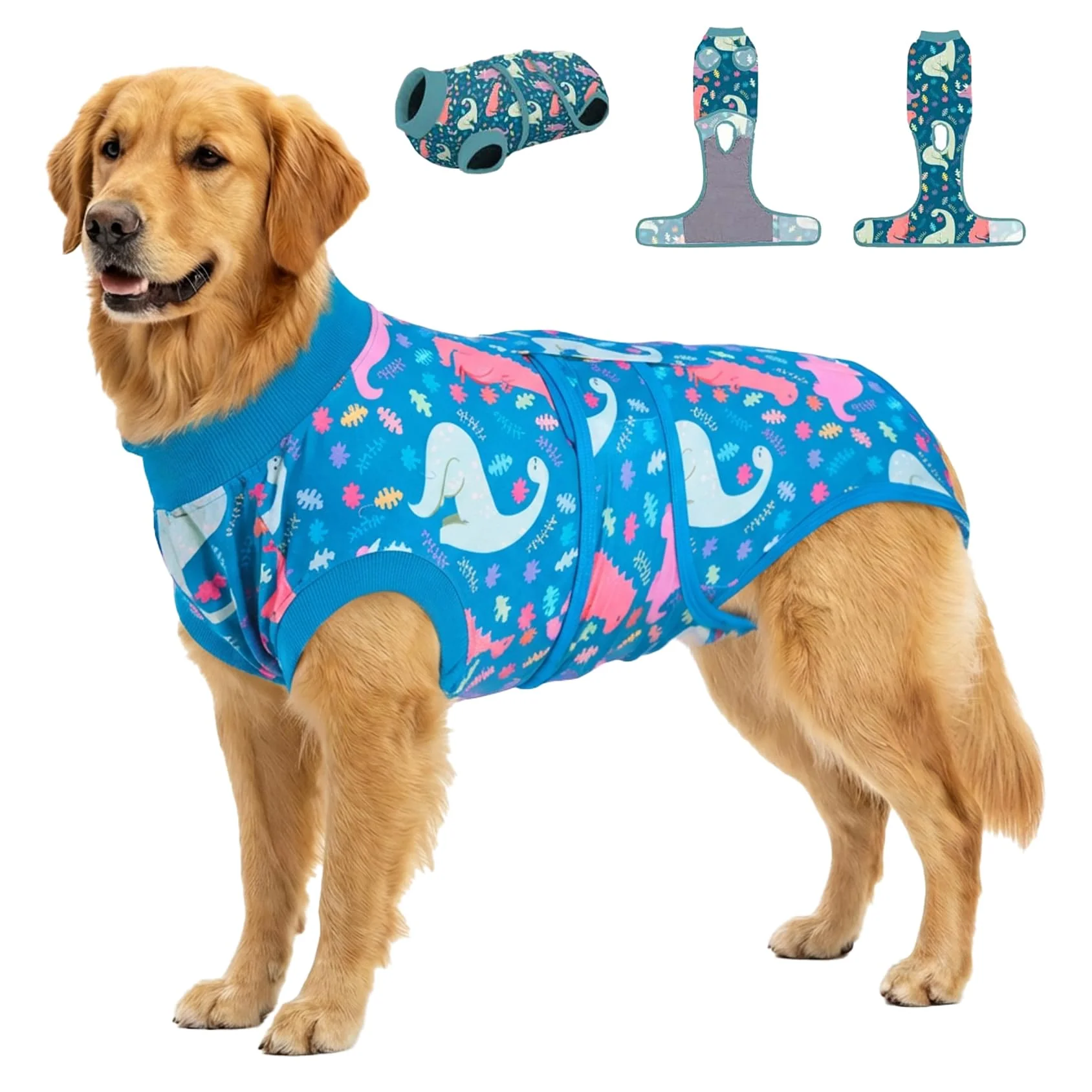 Eco-Friendly PetWarm Dog Surgery Shirts — Recovery Suit E-Collar Dinosaur Pattern XL Next-Generation