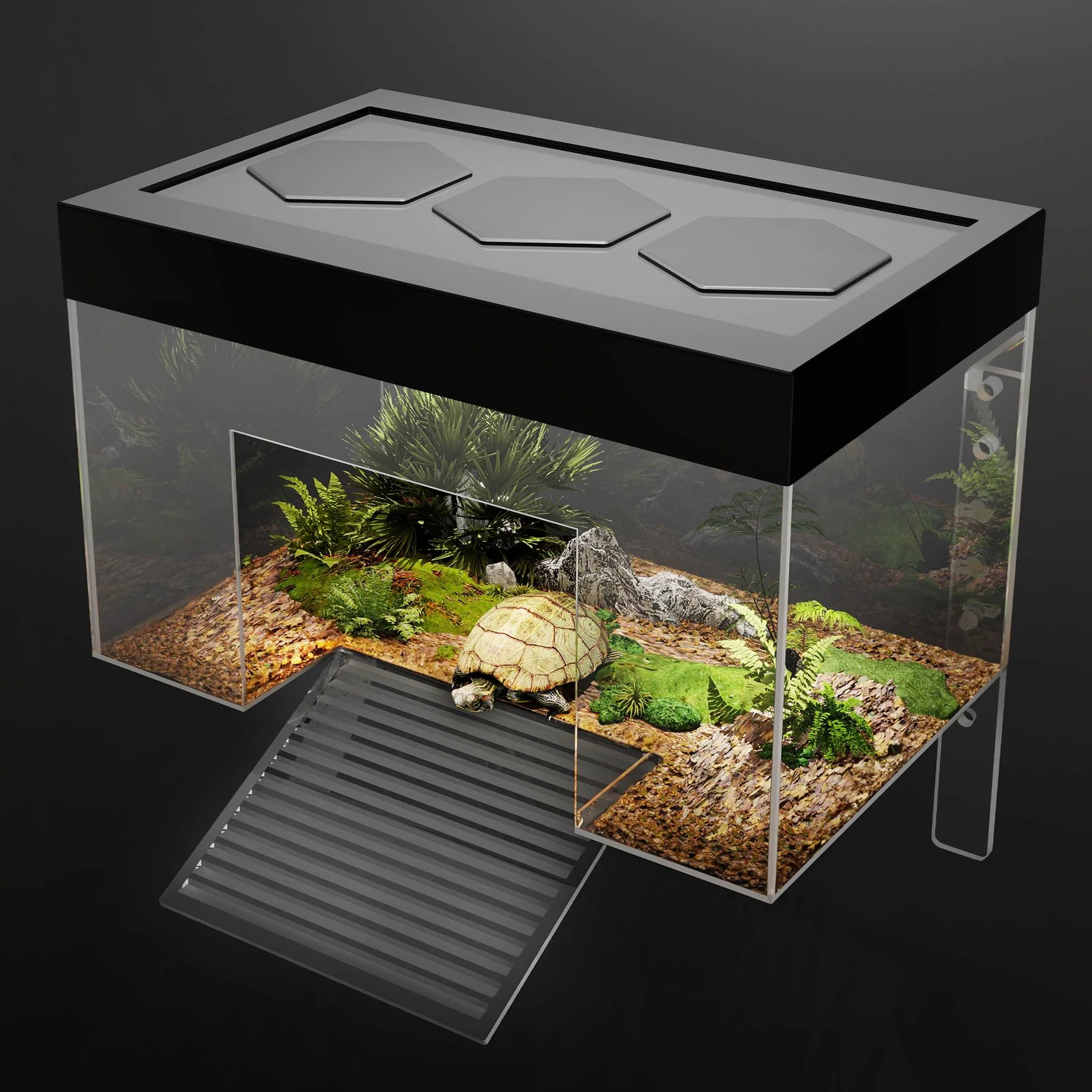 High-Grade Clioran Turtle Basking Platform — d Tank Topper for Red-Eared Sliders 9.8 x 6.2 x 6.2 in Artisan