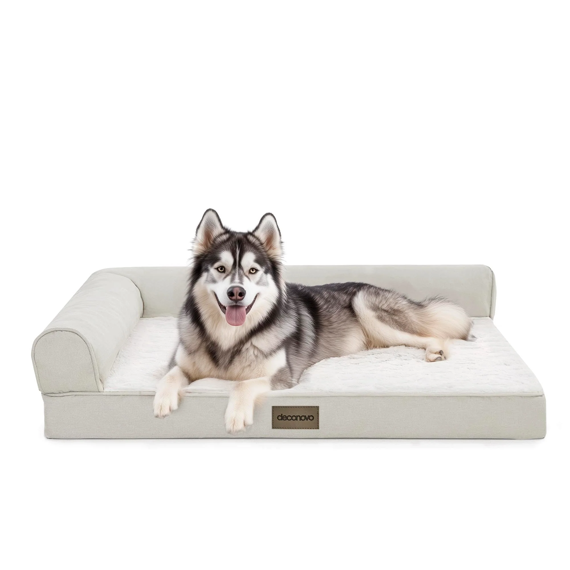 Functional Deconovo Sofa Dog Bed with L-Shape Bolster – Beige 36x28x8 Large XL Refined