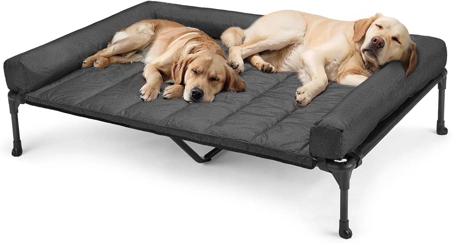 Reliable Veehoo Cooling d Dog Bed Add Removable Waterproof Bolster Cushion Mat Raised Pet Cot with Breathable Teslin Mesh No-Slip Feet Dog Sofa Bed for Indoor Outdoor XXLarge Black CWC2331B Modern