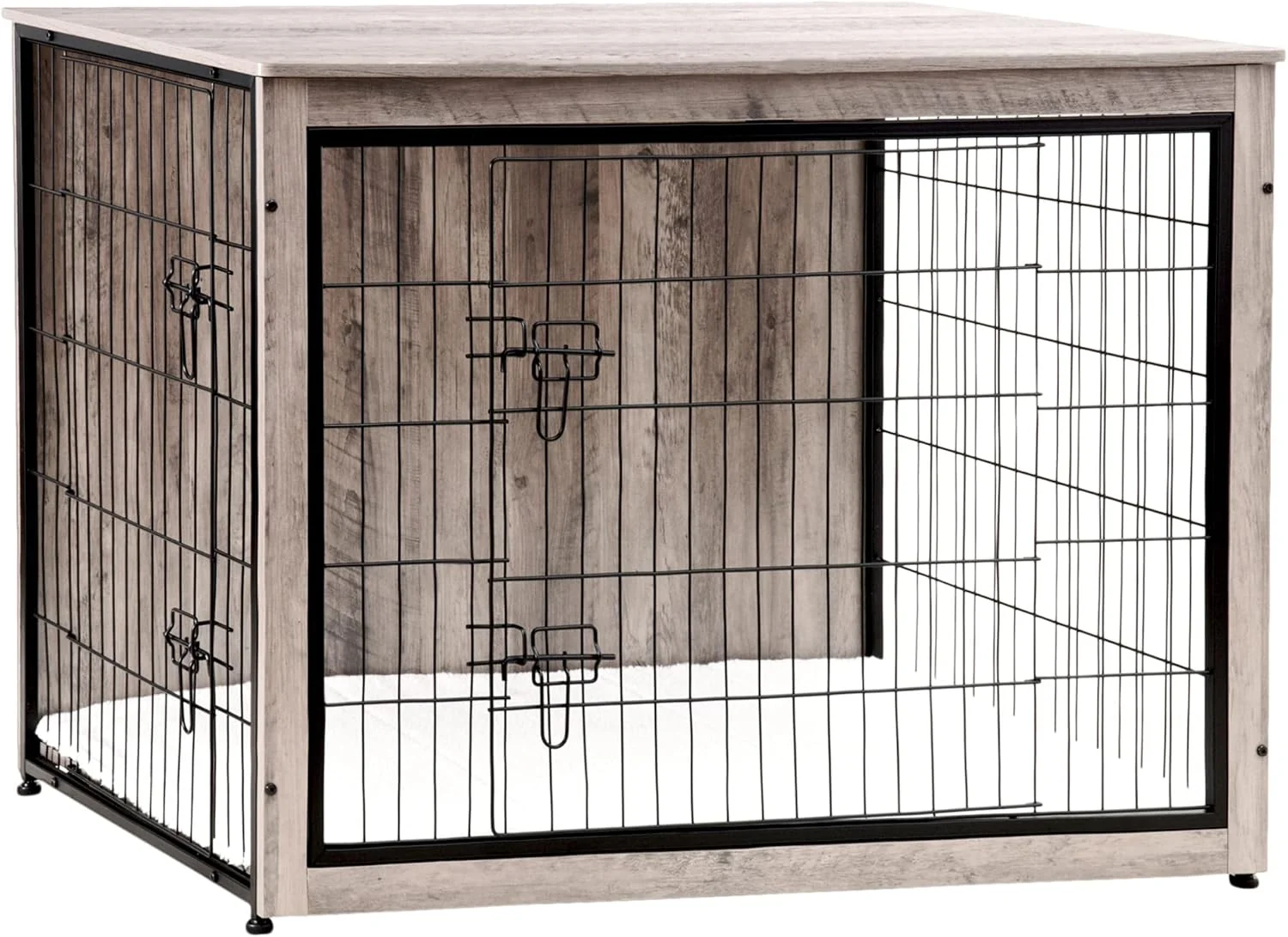 Specialty DWANTON Dog Crate Furniture with Cushion Wooden Kennel Table with Double Doors Indoor Dog House Extra Large Size 43.3 L Greige Expertly Made