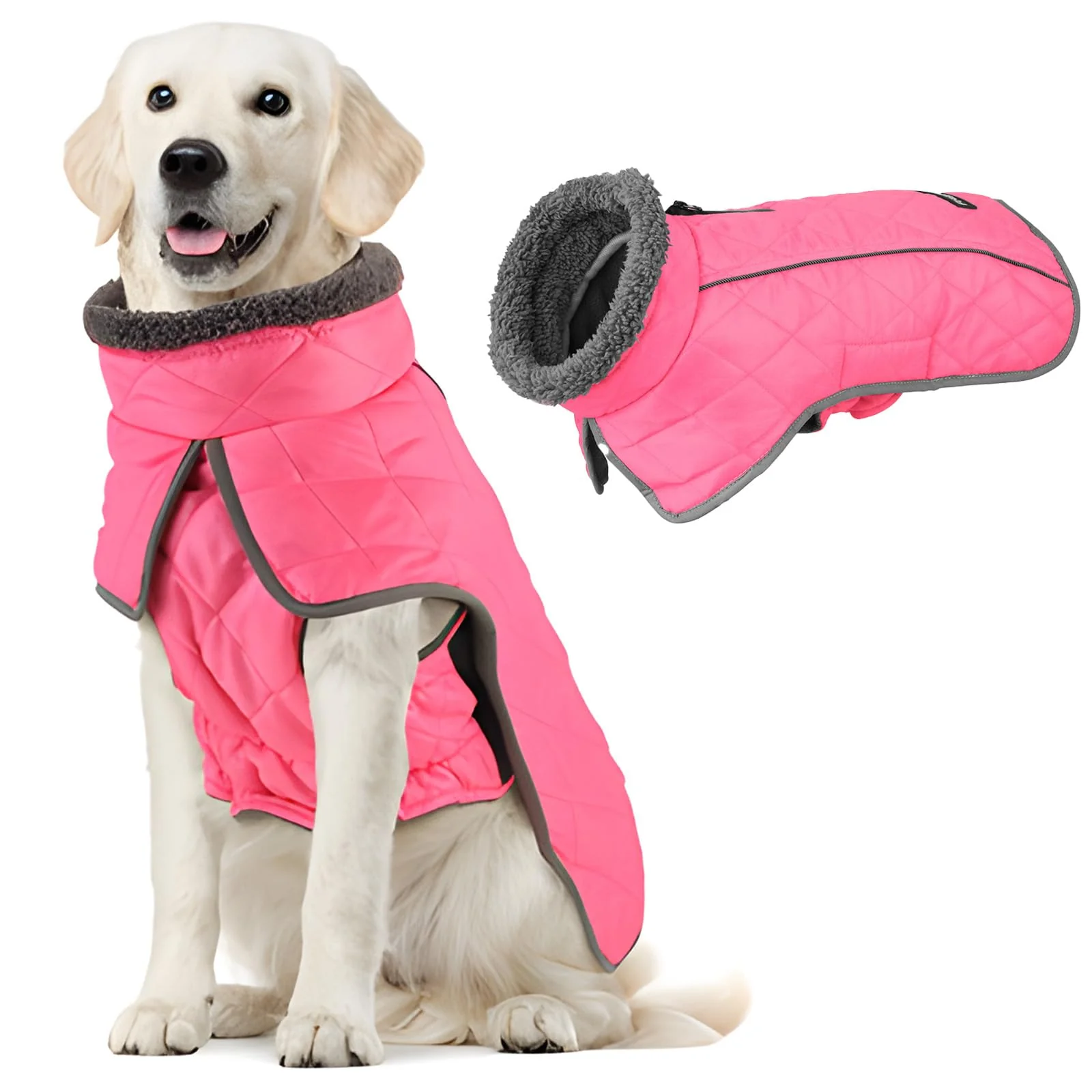 High-Performance Fragralley Pink Small Waterproof Dog Coat with Warm Fleece Lining Winter Jacket High-End