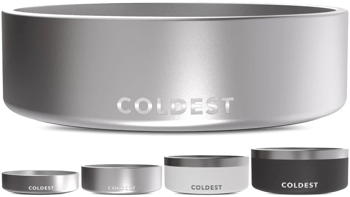Solid Coldest Water Dog Bowl - 42 oz Triple-Wall Insulated Stainless Steel Anti-Rust Non-Slip Flexible