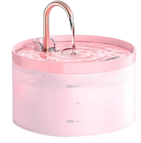 Proven GIOTOHUN Cat Water Fountain Pink 2L – Quiet 2 Flow Modes LED Night Light Carefully Designed