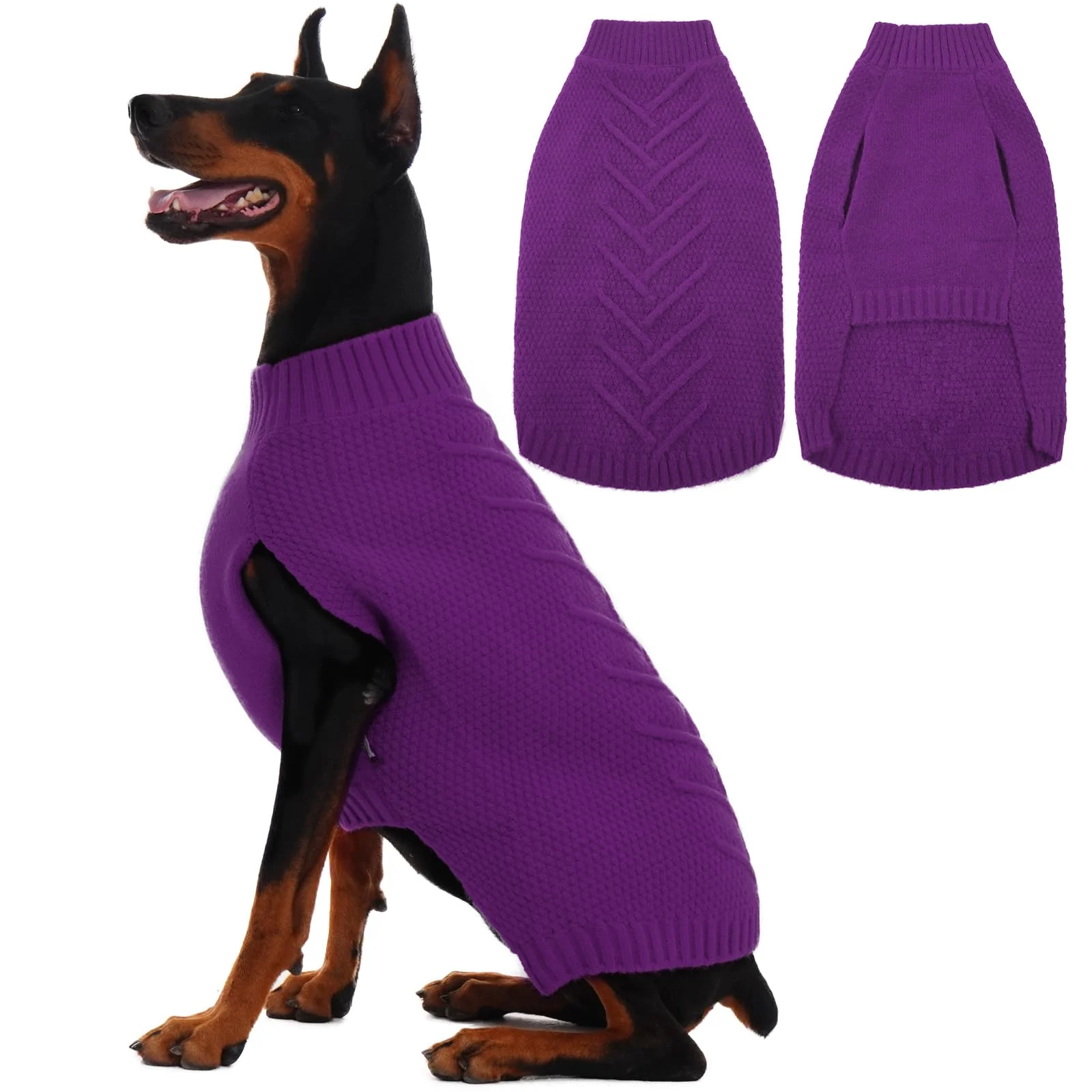 Healthy IECOii Large Dog Sweaters – Purple 2XL Knit Winter Vest for Large Breeds Flexible