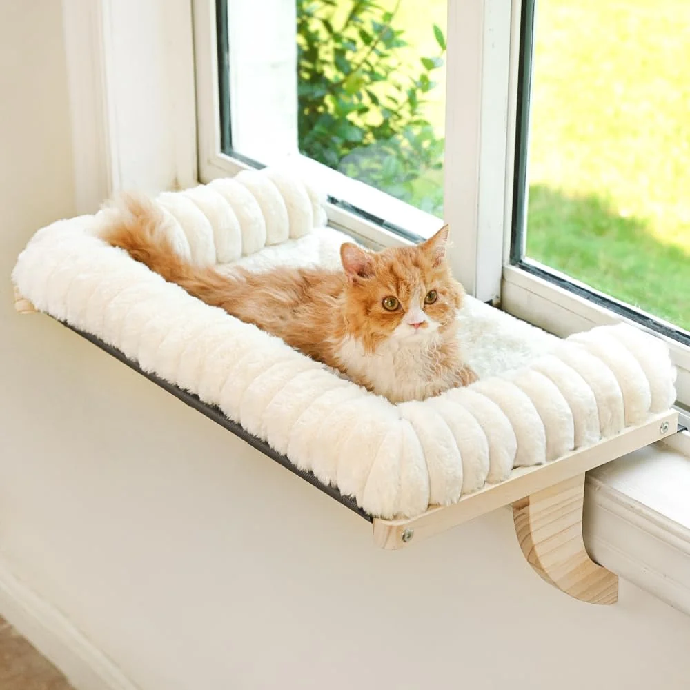 Professional valigogo Cloud-Soft Cat Window Sill Perch – Zippered Cushioned Bed for Large Cats Specialty