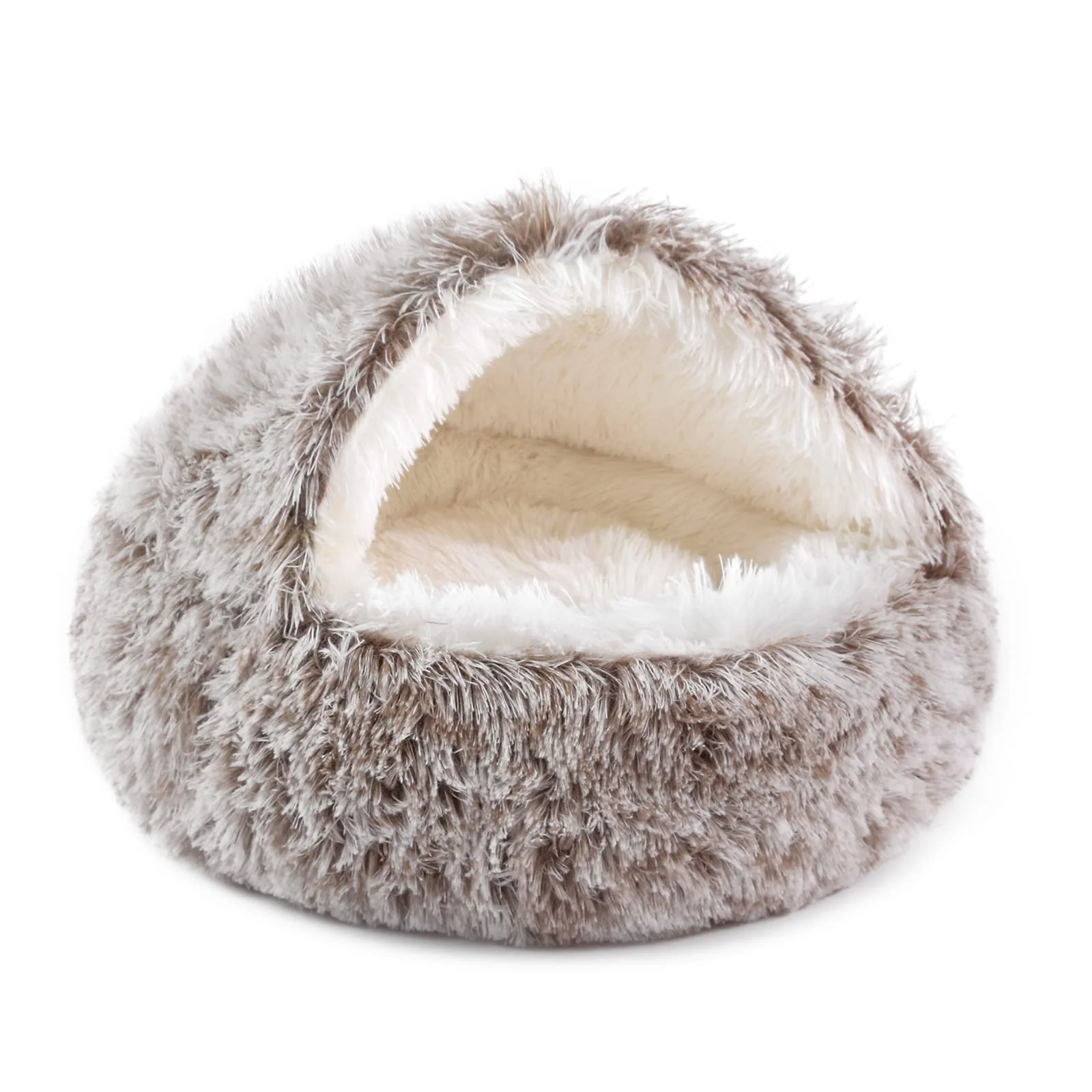Convenient NOYAL Round Hooded Donut Bed for Small Medium Pets – Plush Hideaway for Cozy Secure Naps Functional