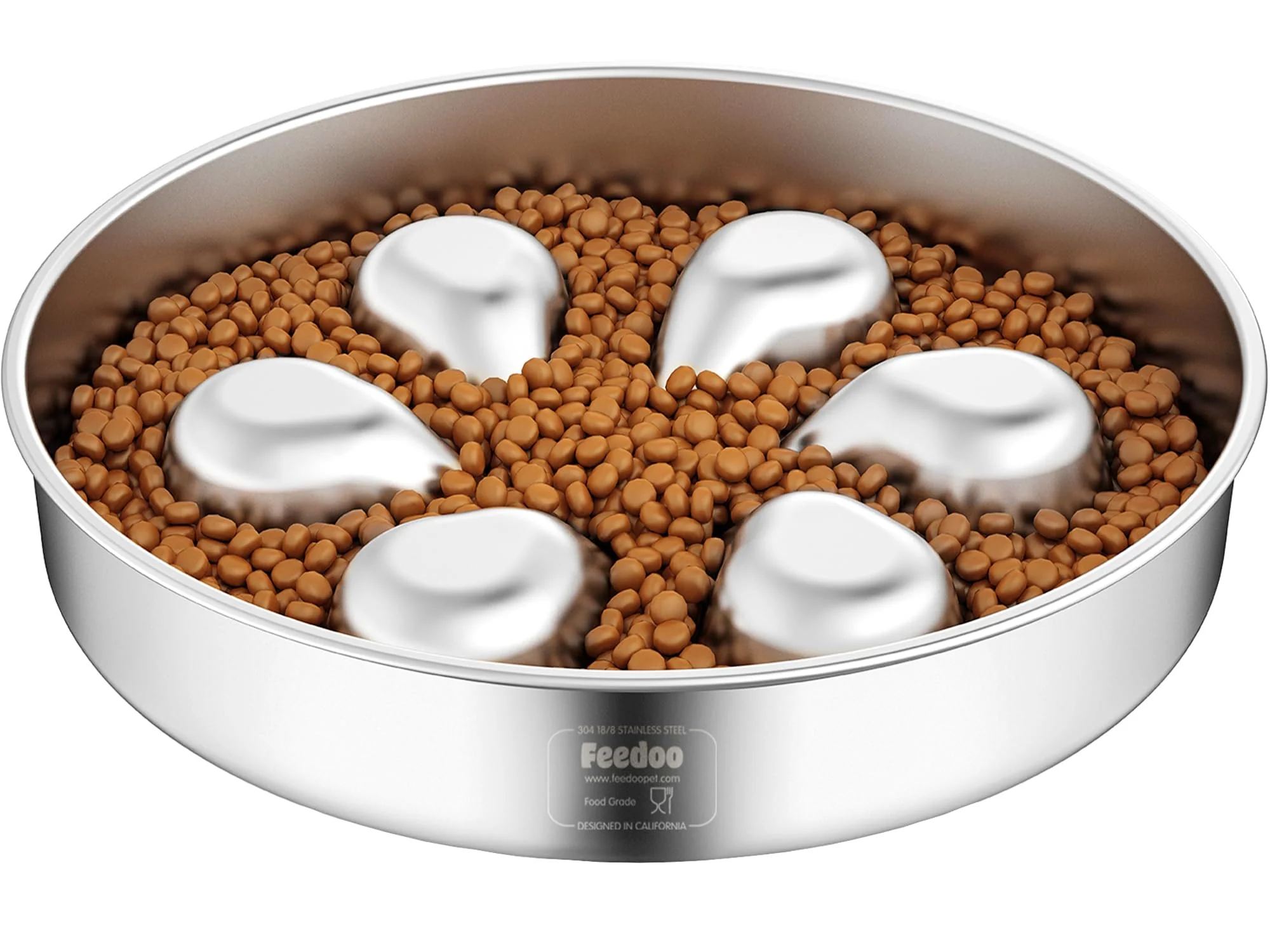 Innovative Feedoo Slow Feeder Dog Bowl - Large Breed 3 Cups 304 Stainless Steel Non-Slip Dependable