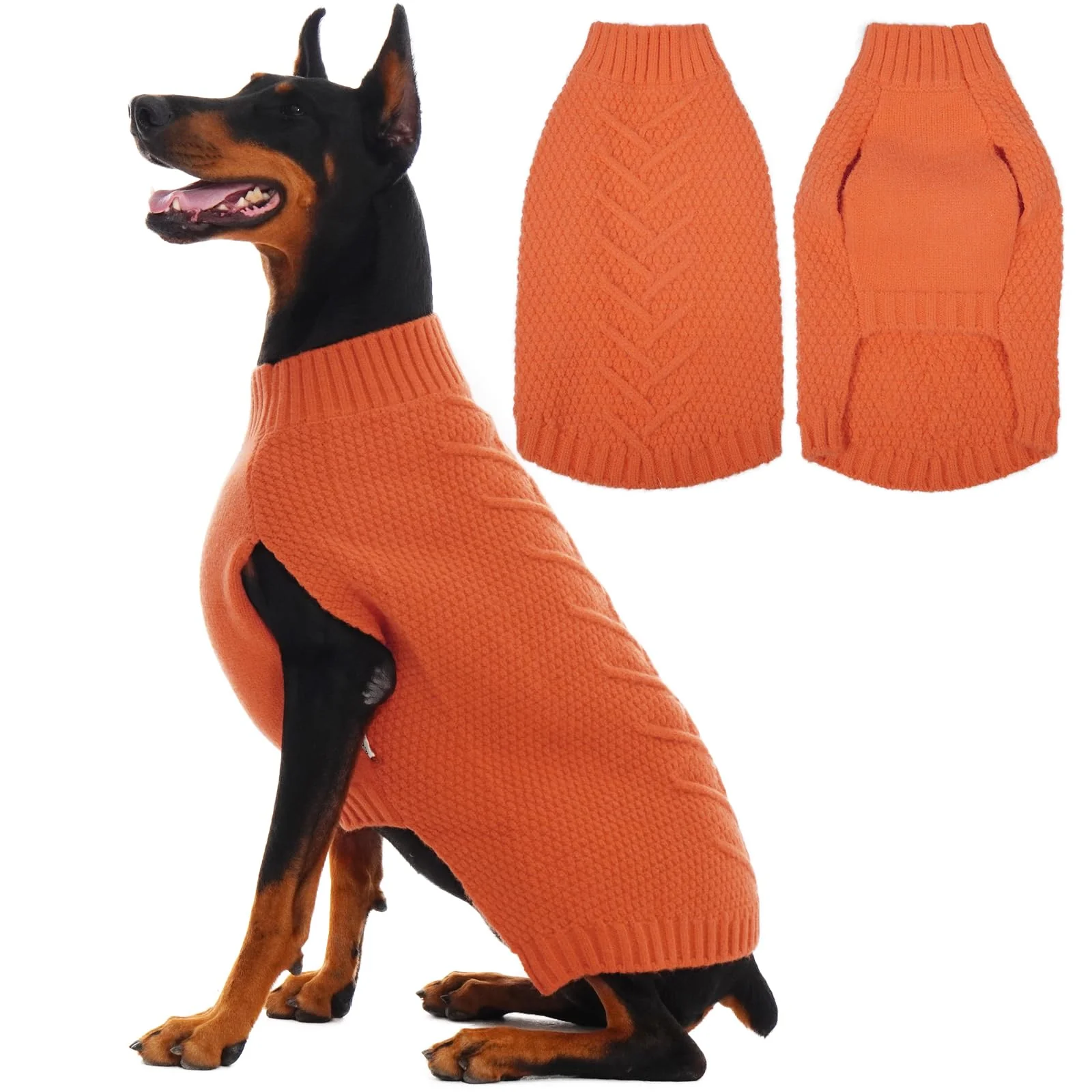 Elegant IECOii 2XL Dog Sweater for Large Dogs Orange Warm Pullover Knit Vest Sustainable