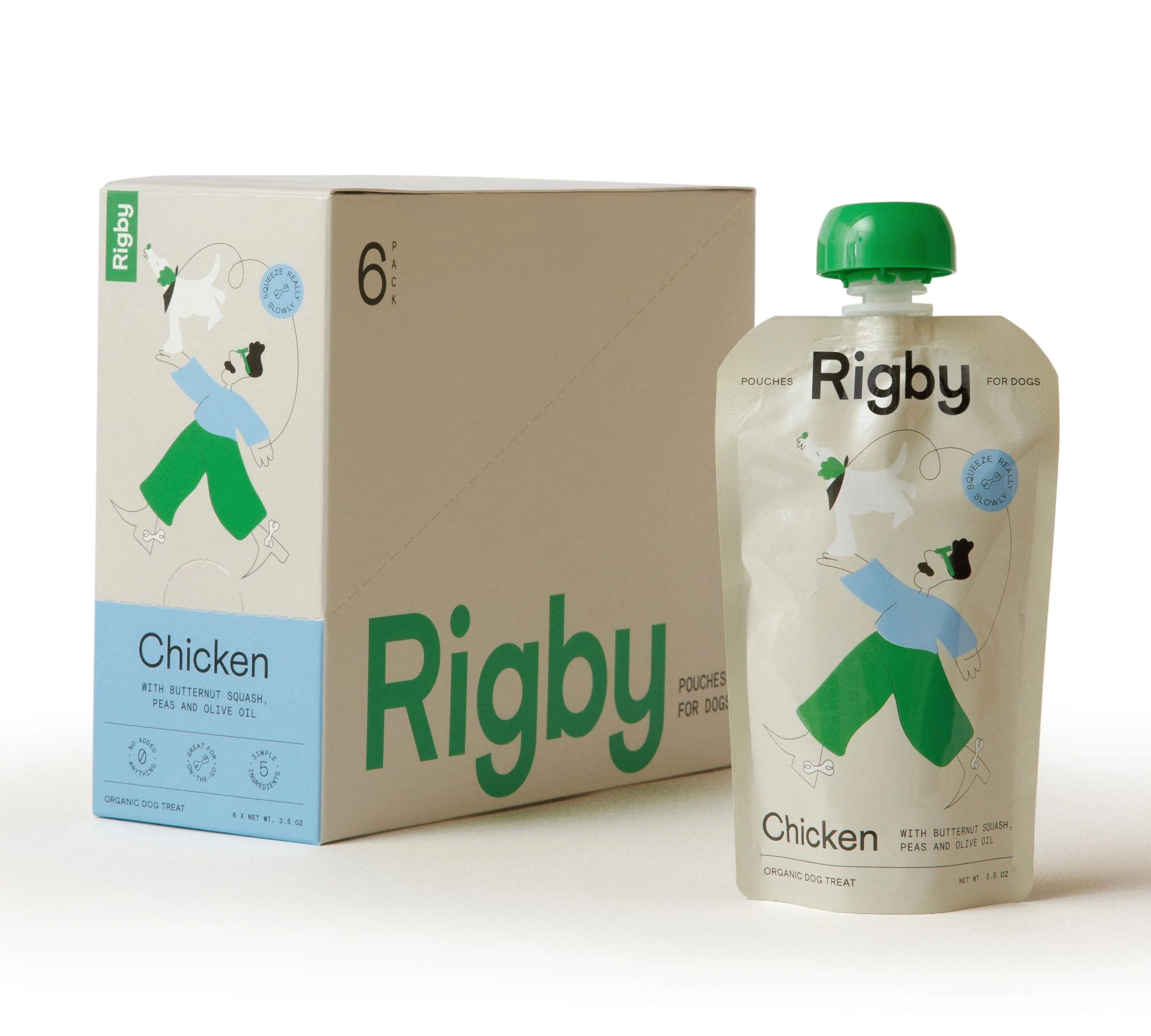 Superior Rigby Organic -Range Chicken Dog Treat Pouches – Low-Calorie Squeeze for Training Enrichment Pill Time 6 Pack Modern