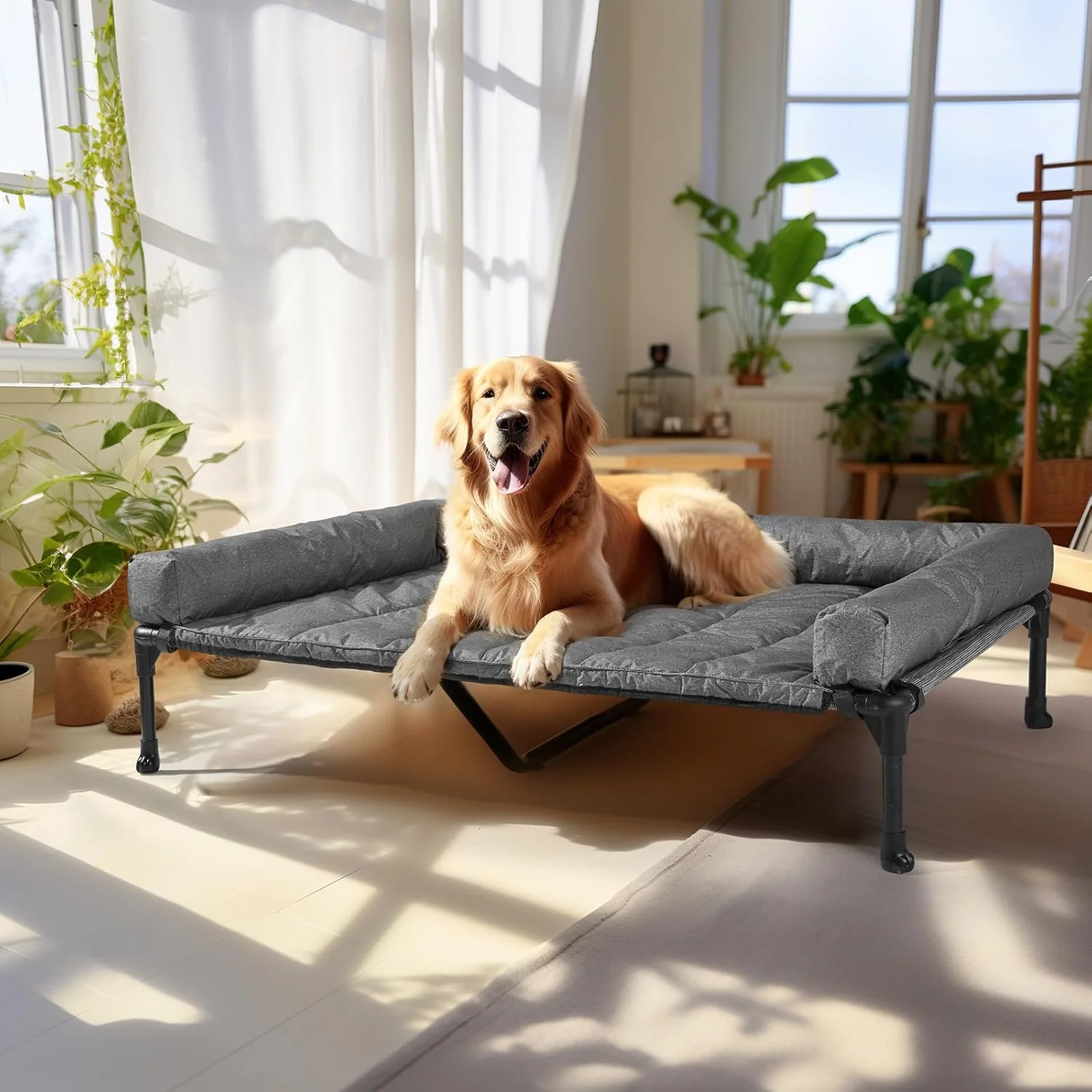 Responsible Veehoo Cooling d Dog Bed Add Removable Waterproof Bolster Cushion Mat Raised Pet Cot with Breathable Teslin Mesh No-Slip Feet Dog Sofa Bed for Indoor Outdoor XLarge Black Silver Sustainable