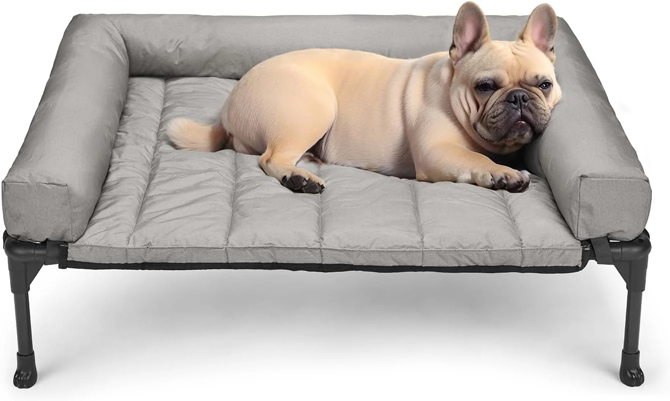 Smart Veehoo Cooling d Dog Bed Add Removable Waterproof Bolster Cushion Mat Raised Pet Cot with Breathable Teslin Mesh No-Slip Feet Dog Couch Bed for Indoor Outdoor 32x25inches Grey CWC2331B Advanced