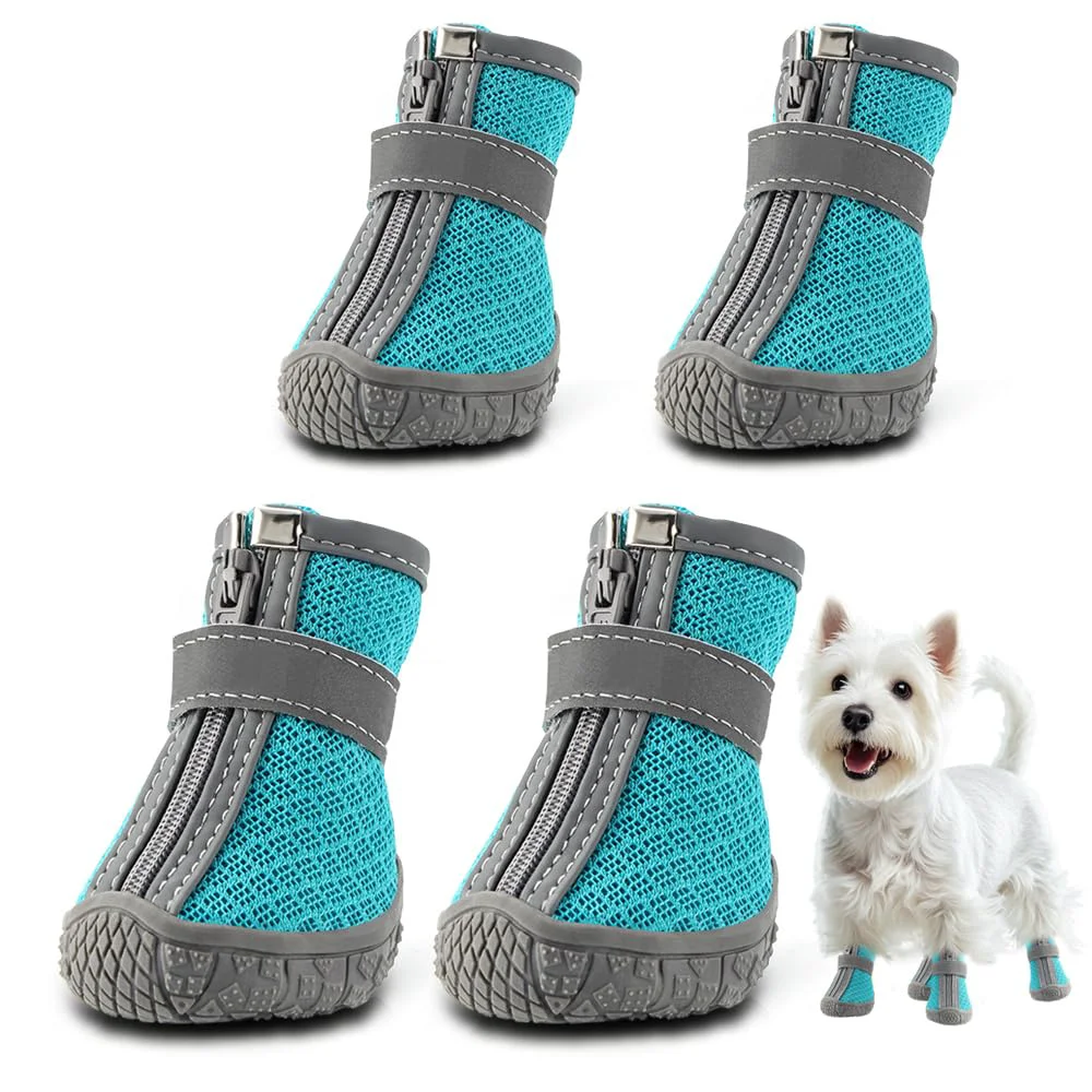 Healthy JZXOIVA Dog Shoes for Small Dogs - Breathable Boots with Reflective Strips Anti-Slip Soles Blue Size 1 Fast