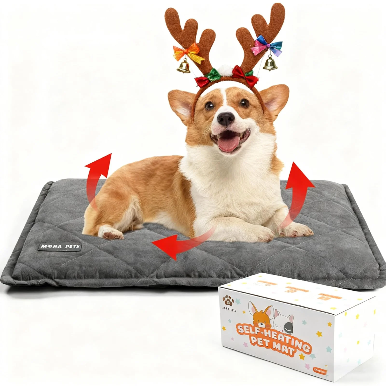 Healthy Mora Pets Self-Heating Cat Bed Ultra Warm 30x21 in with Removable Cover Sustainable