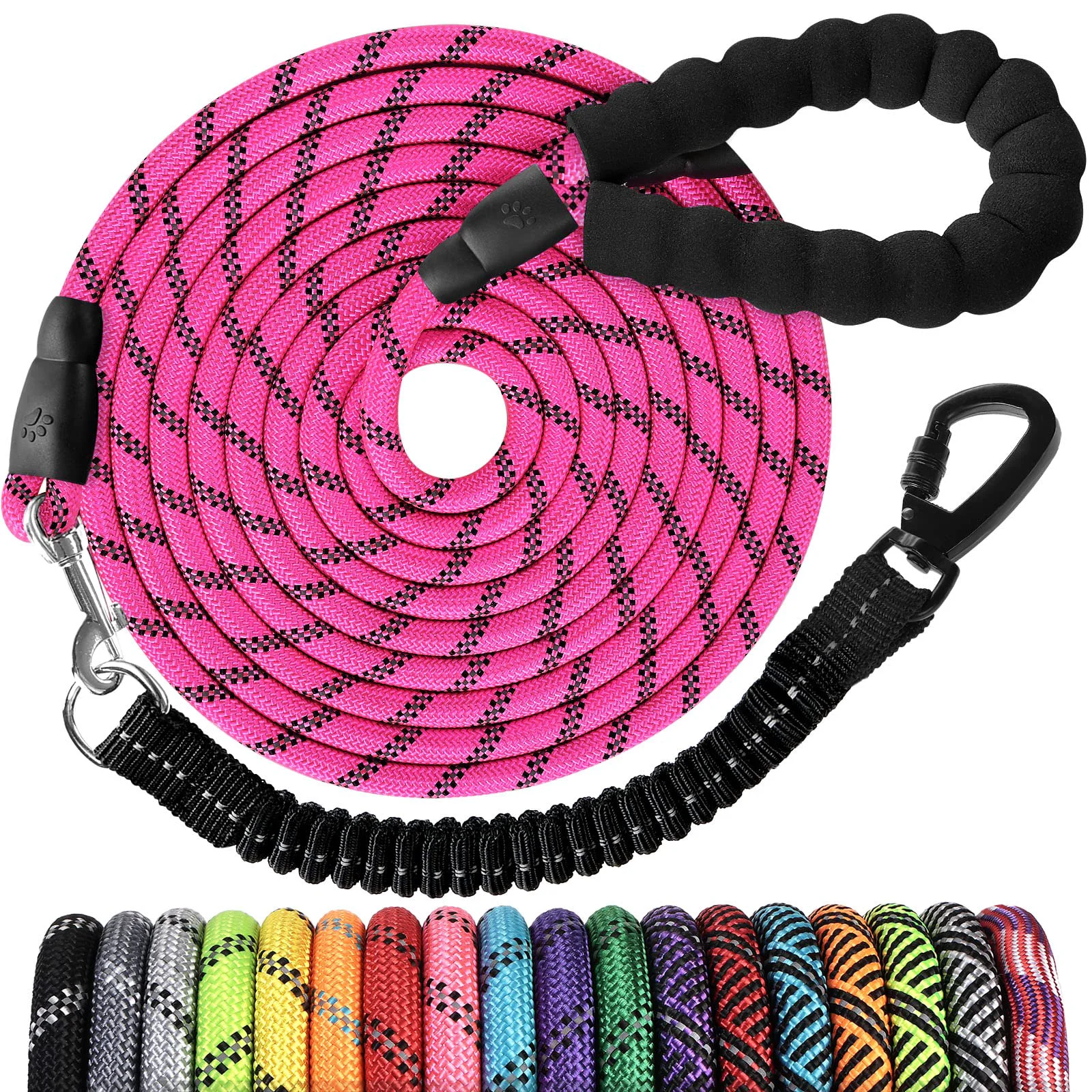 Original Design Jenico Long Dog Leash 100 ft — Heavy-Duty Rope with Padded Handle Reflective Stitching and 360° Swivel Hook Outstanding