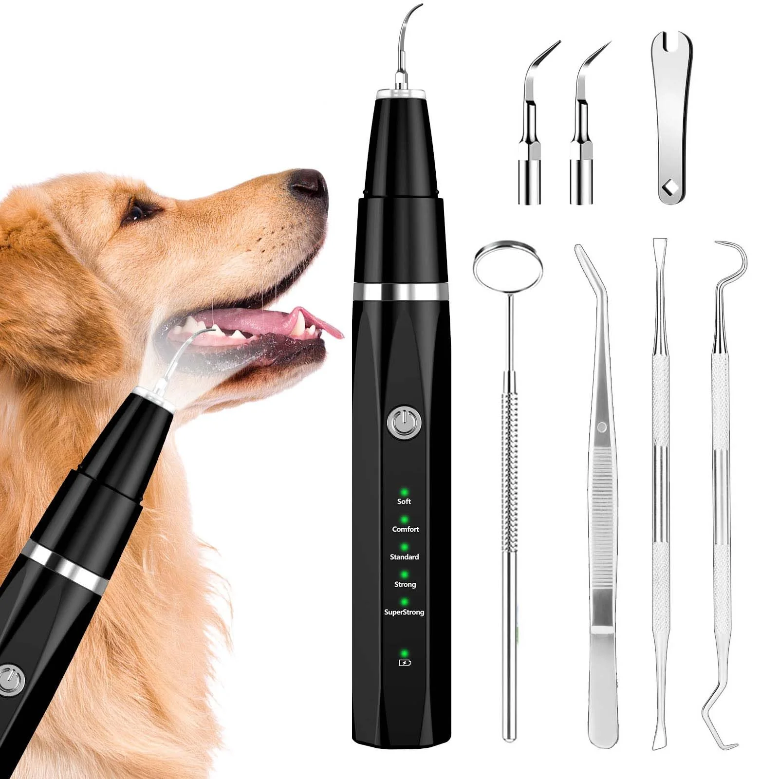 Functional Ni-SHEN Plaque Remover for Teeth – Pet Ultrasonic Cleaner Tartar Kit Black Safe