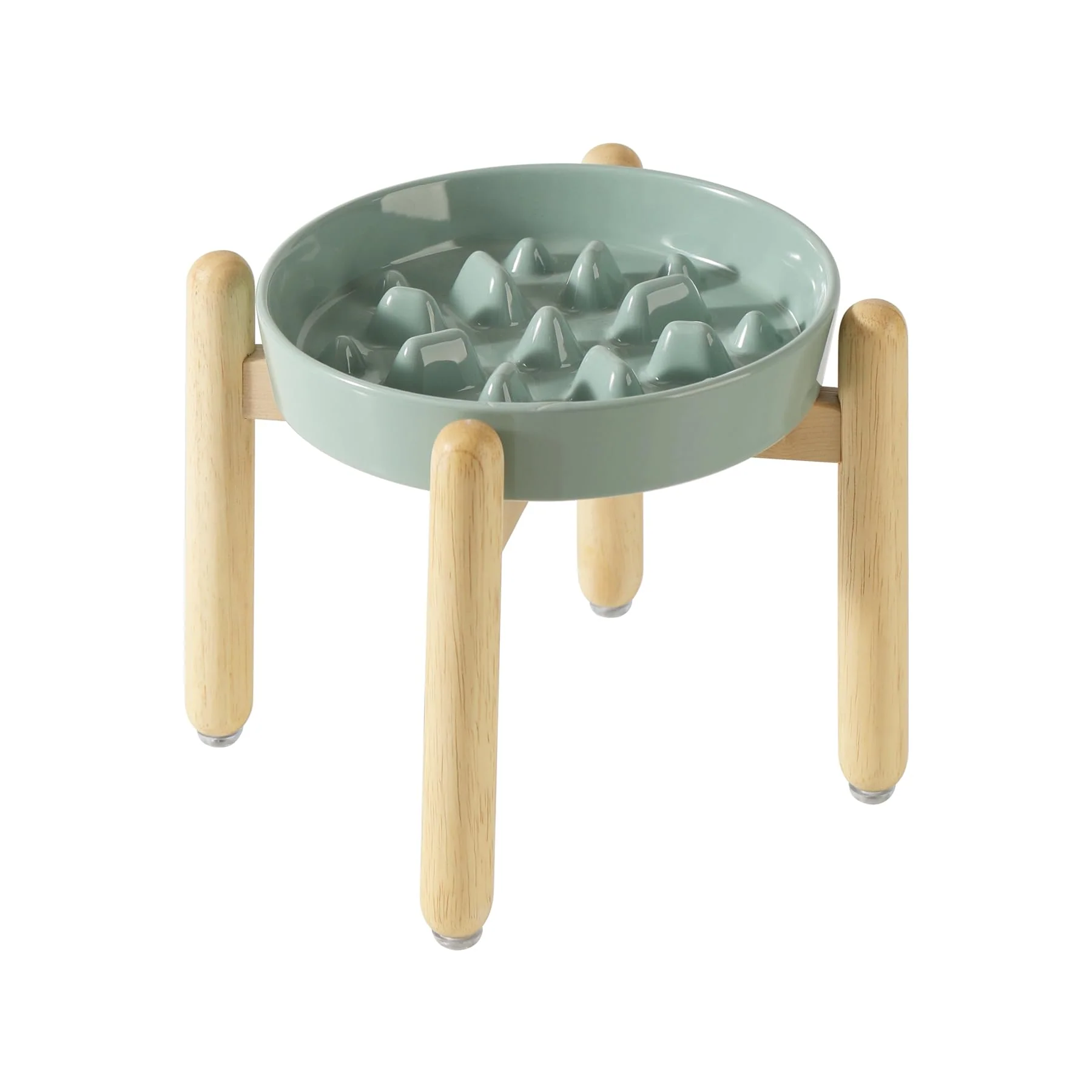 Innovative Havniva Ceramic 1.6 Cup Slow Feeder – d Dog Bowl with Wooden Stand Fine