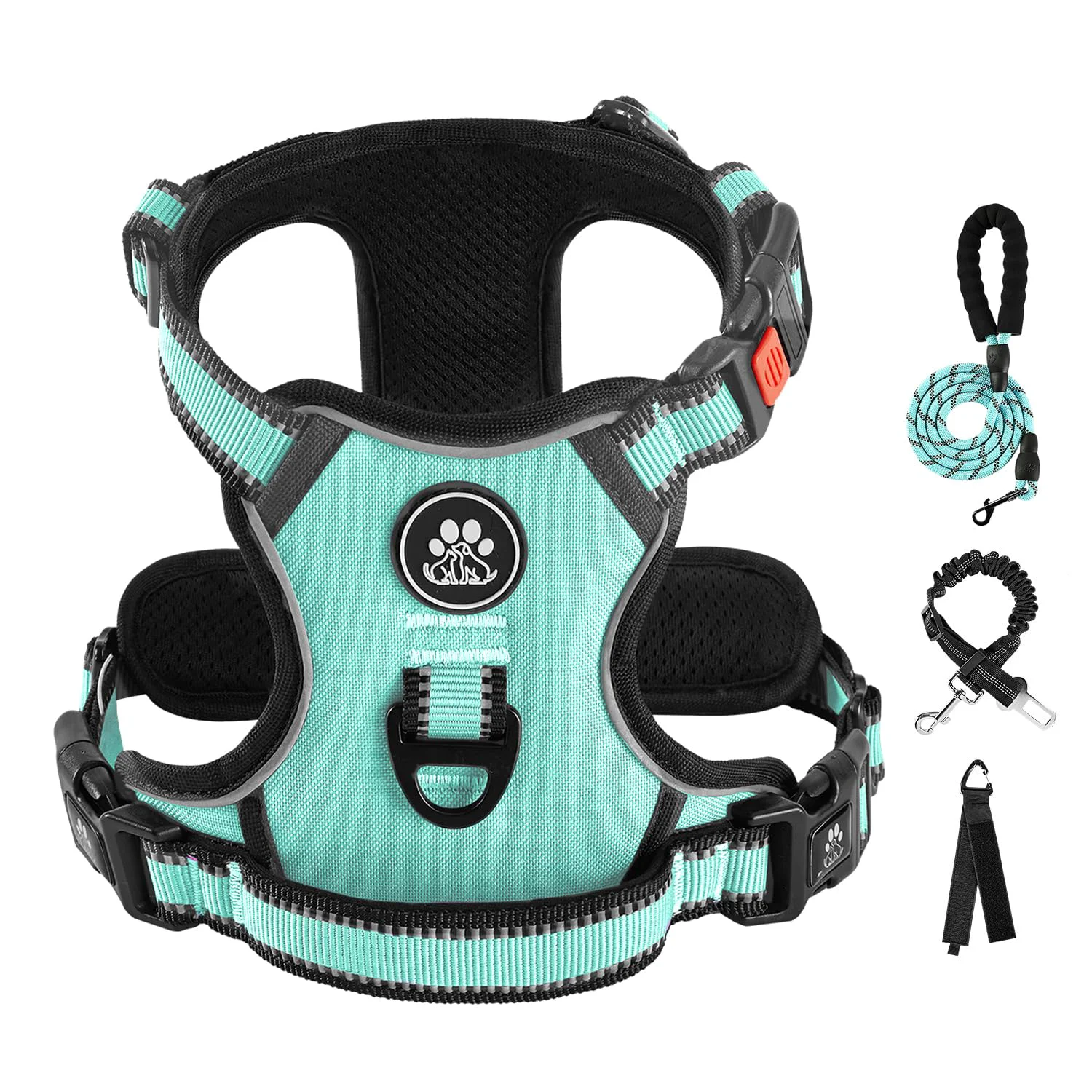 Lightweight IVY LANE No Pull Dog Harness with Leash Set - Reflective No-Choke Vest for Large Dogs Turquoise XL Quality