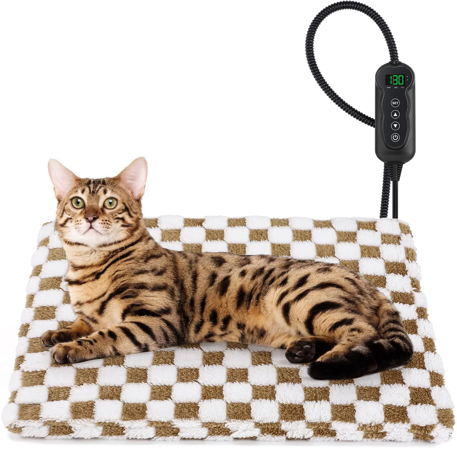 Exceptional MIXJOY Heated Cat Bed – 11-Temp Adjustable Heating Pad with Timer 18×16 in Washable Cover Effective