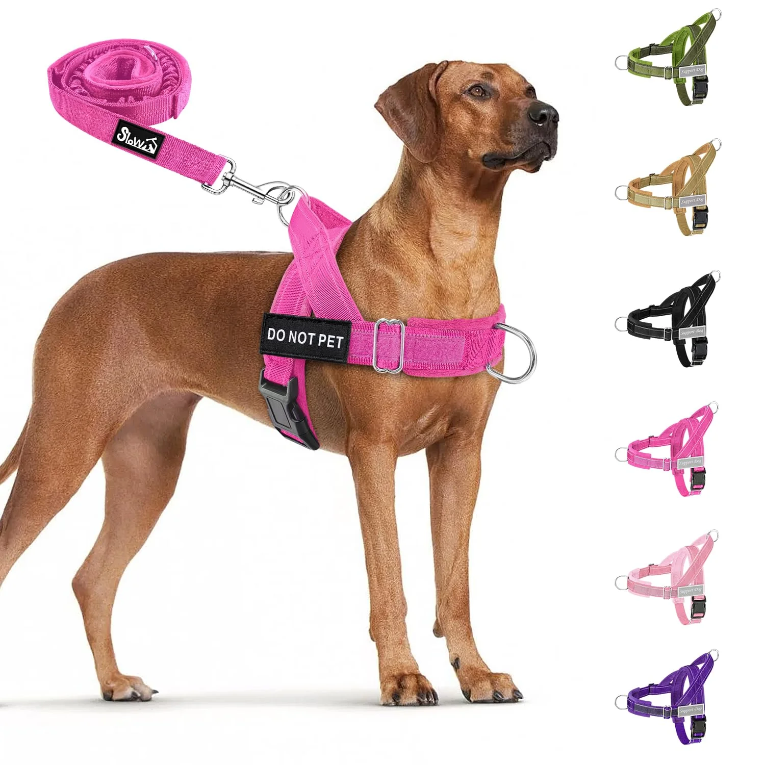Dependable SlowTon No Pull Dog Harness – Heavy Duty Front-Clip Fuchsia M Consistent