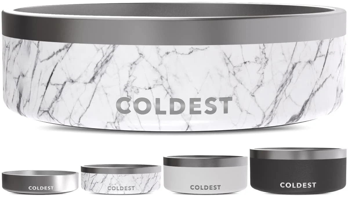 Solid Coldest Dog Bowl - 42 oz Large Insulated Anti-Rust Non-Slip Stainless Steel Dish The Coldest Water Carefully Designed