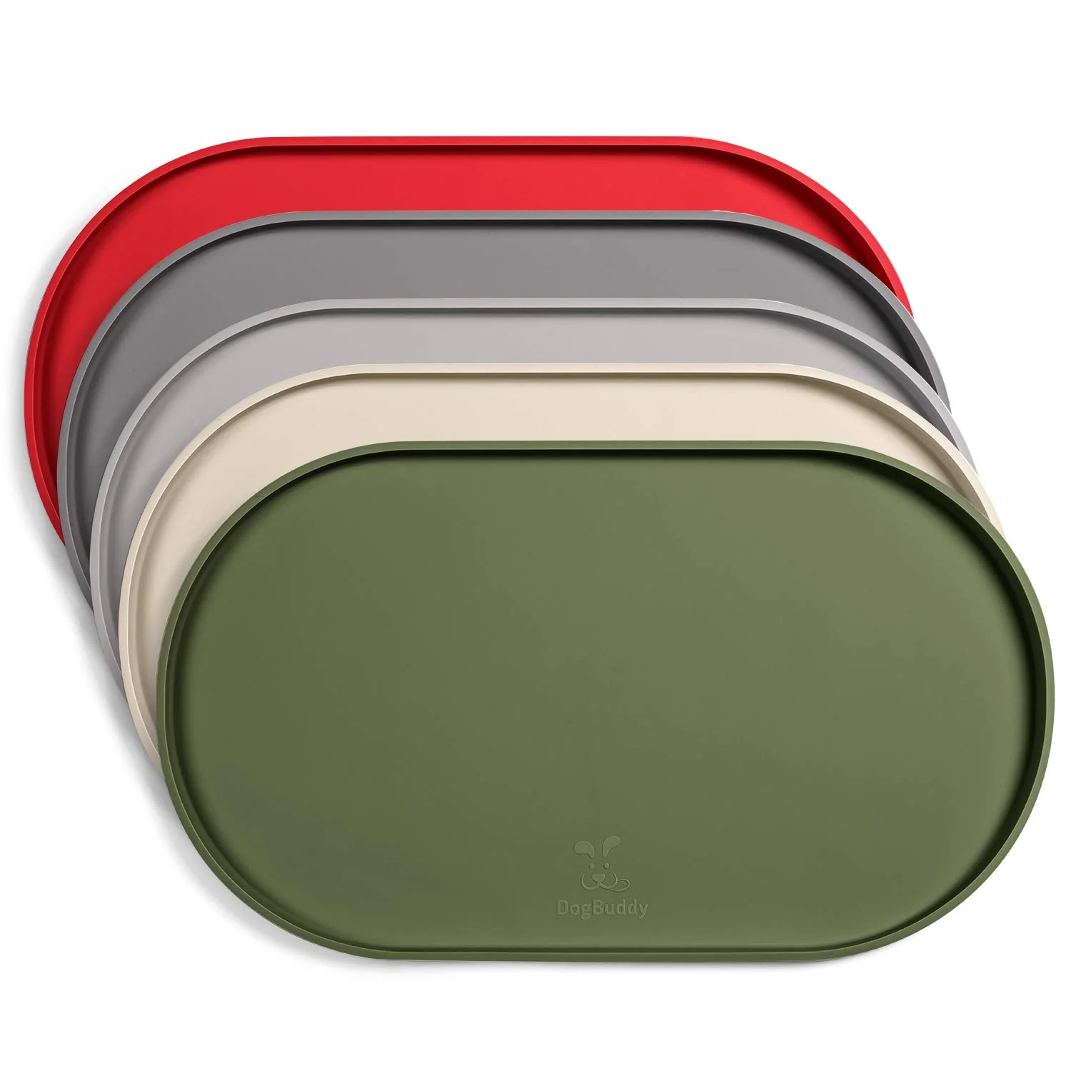 Reusable DogBuddy XXL Waterproof Silicone Dog Food Mat – Non-Slip 32x19 in Khaki Green Convenient