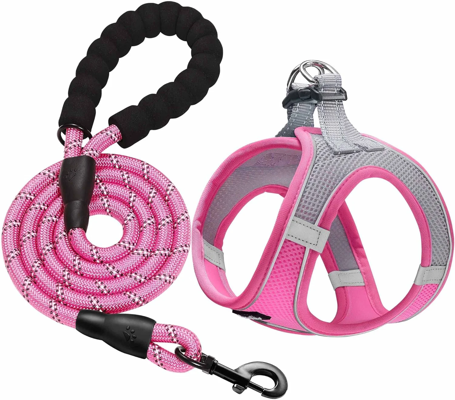 Safe haapaw Dog Harness with Leash Set No Pull Adjustable Reflective Step-in Puppy Harness with Thickened Padded Vest for Extra-Small Small Medium Dogs Stylish