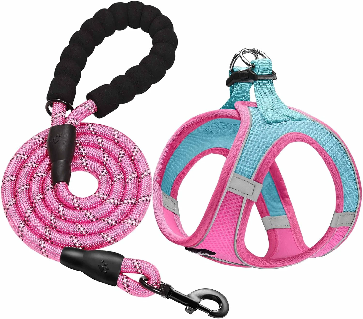 Reliable haapaw Dog Harness with Leash Set No Pull Adjustable Reflective Step-in Puppy Harness with Thickened Padded Vest for Extra-Small Small Medium Dogs Relaxed