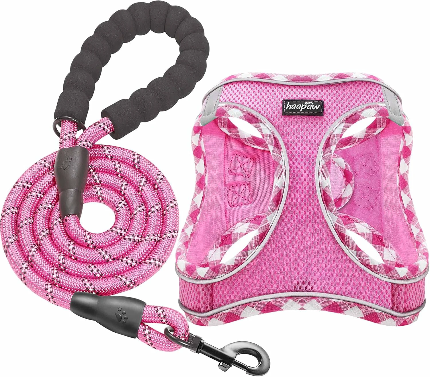 Fast haapaw Dog Harness with Leash Set No Pull Adjustable Reflective Step-in Puppy Harness with Thickened Padded Vest for Extra-Small Small Medium Dogs Official