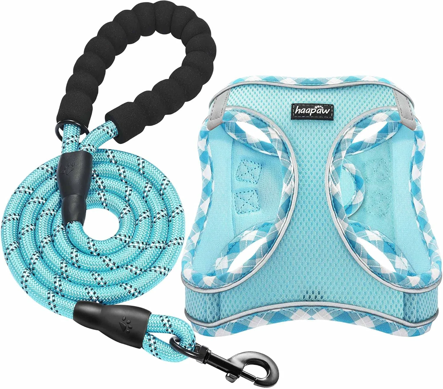 Powerful haapaw Dog Harness with Leash Set No Pull Adjustable Reflective Step-in Puppy Harness with Thickened Padded Vest for Extra-Small Small Medium Dogs First-Class