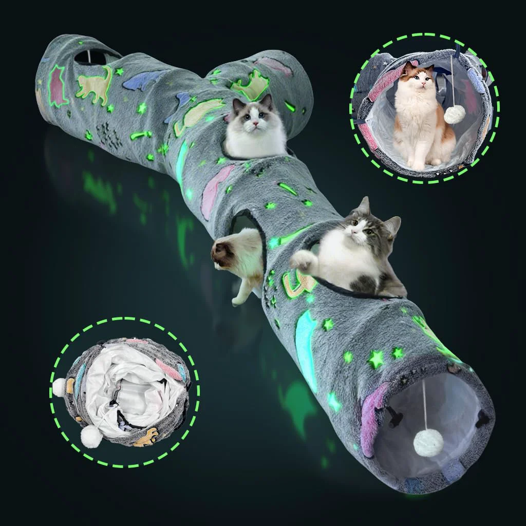 Proven GRETMIX Cat Tunnels for Indoor Cats – Glow-in-the-Dark Large Foldable Play Tunnel High-End