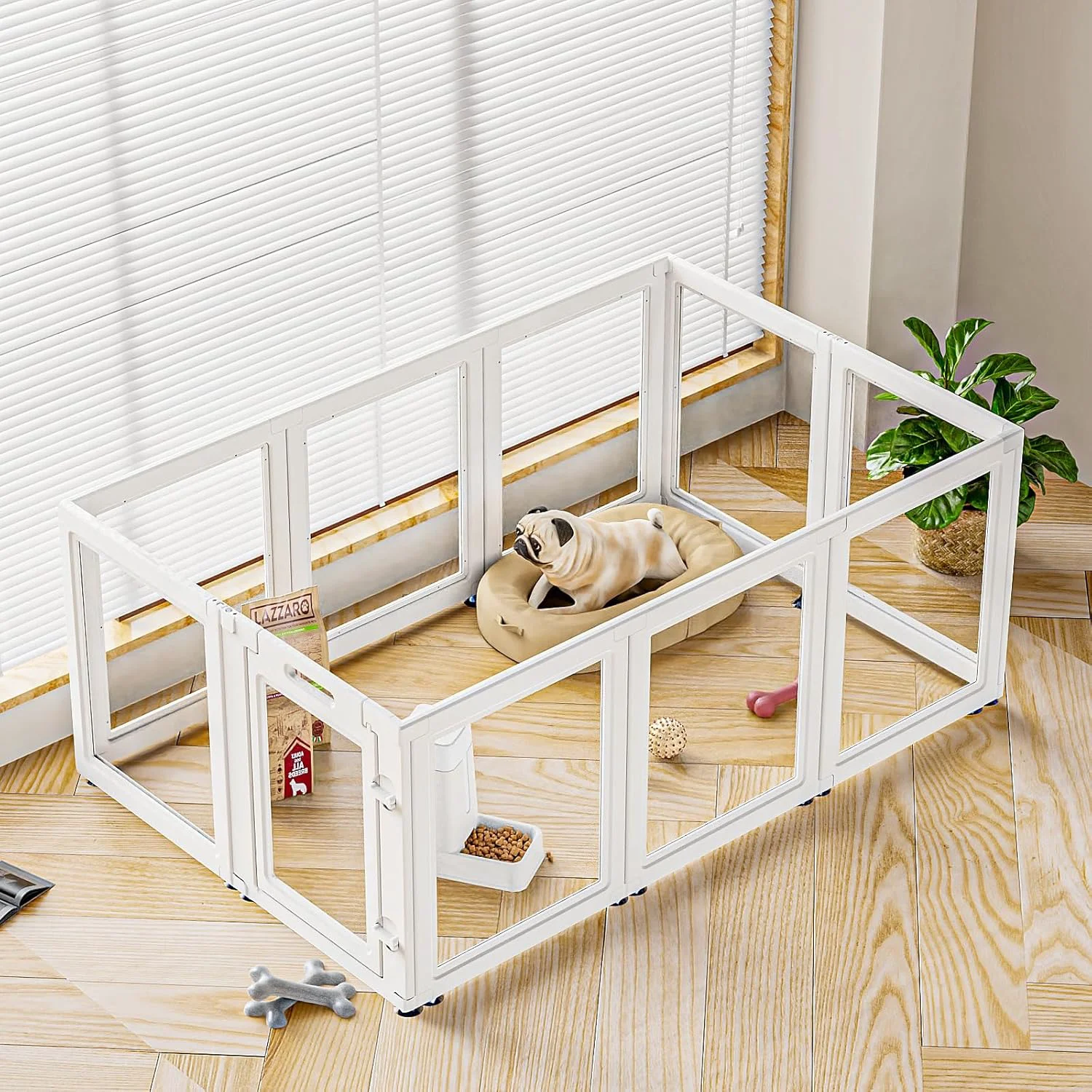 Classic Dog Playpen Transparent Puppy Playpen Indoor Easy Assemble Disassemble Clear Pet Playpen Sturdy Easy Cleaning Plastic Dog Fence with Suction Cup 23.6 H 10PCS White Comfortable