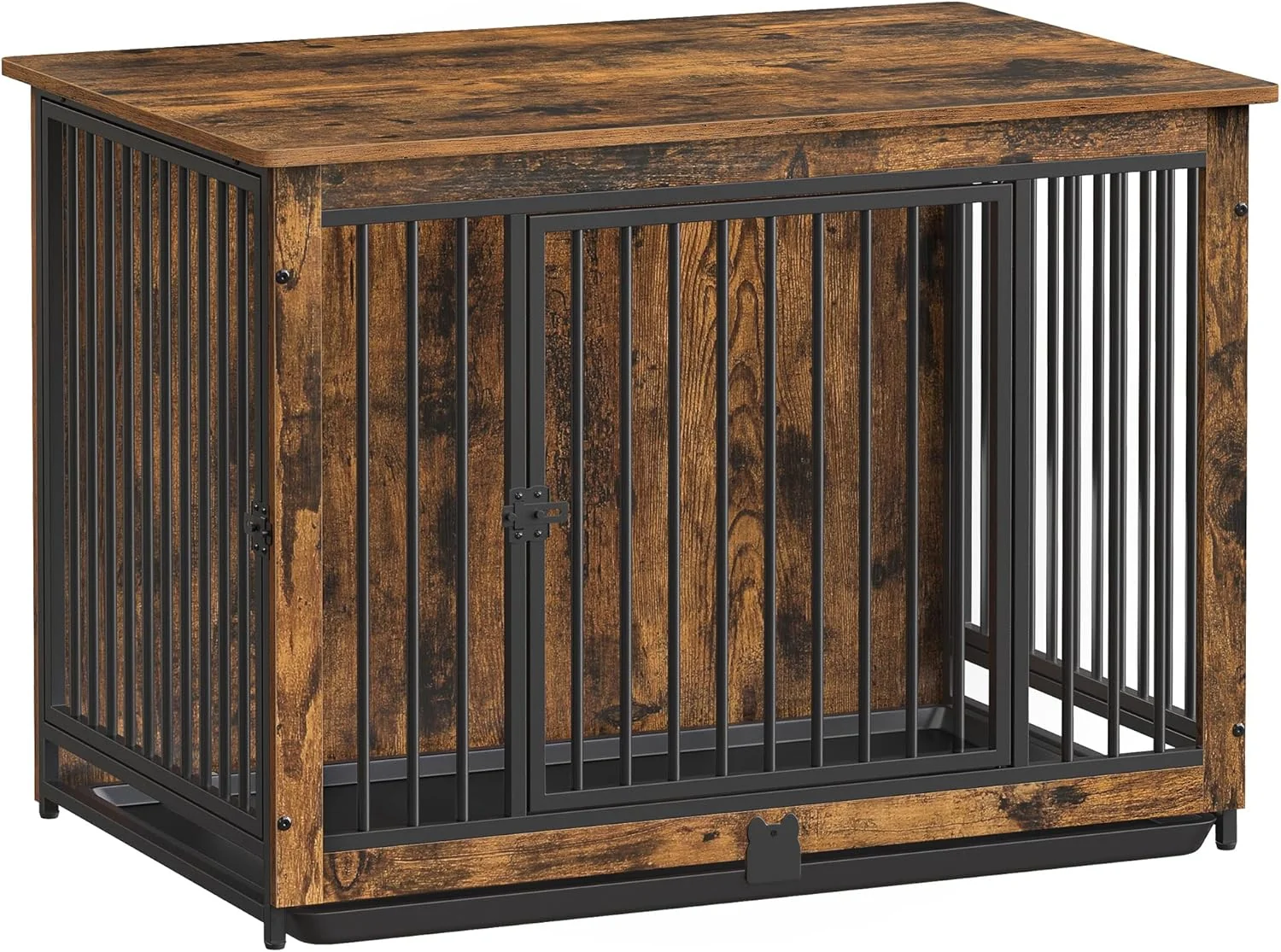 Environmentally Friendly Feandrea Dog Crate Furniture 38 Inches Dog Kennel for Dogs up to 70 lb with Removable Tray Heavy-Duty Dog Cage End Table Double Doors Dog House Rustic Brown UPFC013X01 Expertly Made