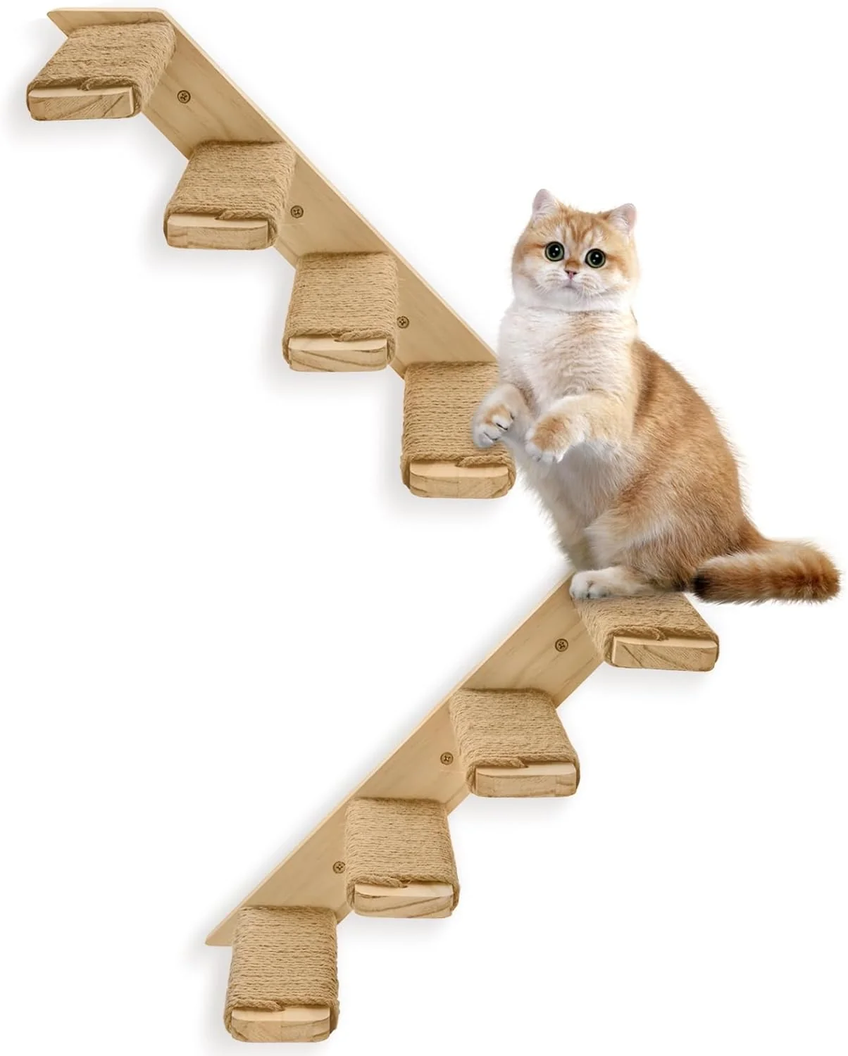 Professional 2 Pack 4 Steps Cat Wall Shelves Cat Stairs for Wall with Sisal Rope.Cat Wall Steps Ladder Furniture ＆ cat Tree Supplies Catstairs 2Pack-4Steps Recyclable