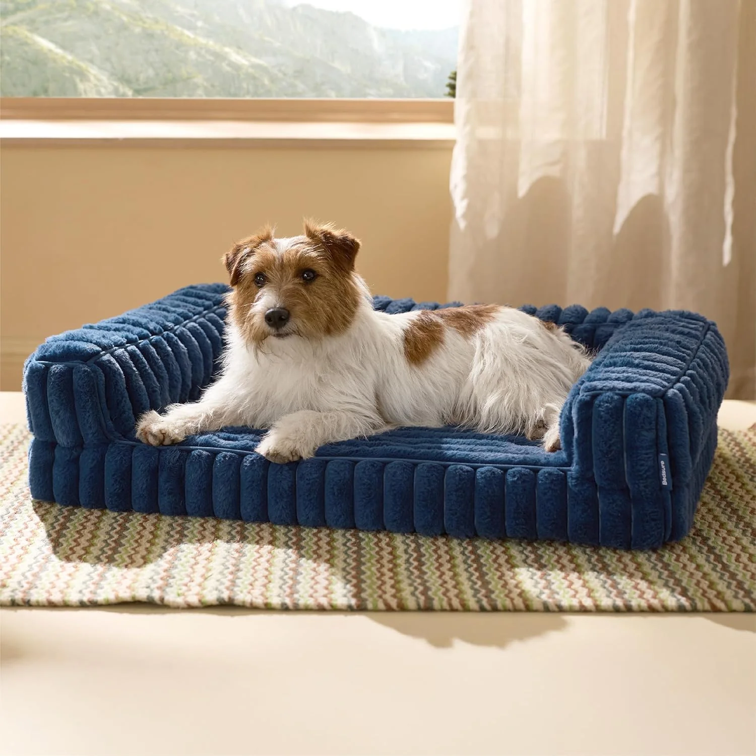 Prestigious Bedsure Orthopedic Dog Bed for Medium Dogs Waterproof Memory Foam Medium Pet Beds with Sides Non-Slip Bottom and Egg-Crate Foam Dog Couch Sofa with Washable Removable Corduroy Cover Blue First-Class