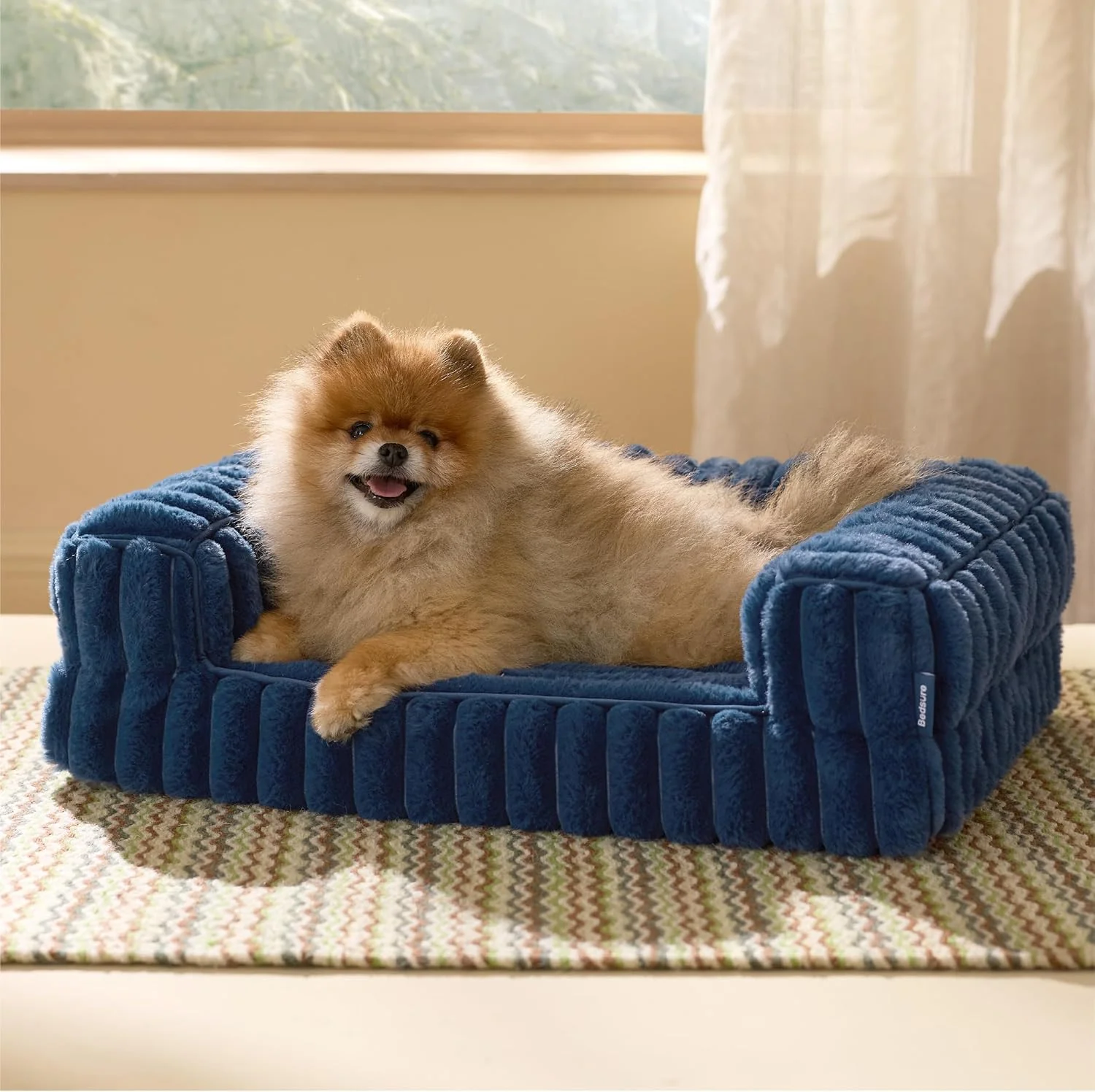 Practical Bedsure Orthopedic Dog Bed for Small Dogs Waterproof Memory Foam Small Pet Beds with Sides Non-Slip Bottom and Egg-Crate Foam Medium Dog Couch Sofa with Washable Removable Corduroy Cover Blue Classic