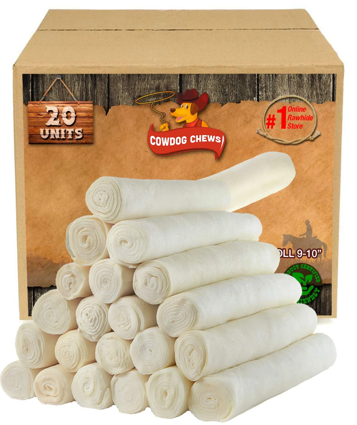 Luxury Cowdog Chews Retriever Roll 9-10 Inch – All Natural Rawhide 20 Pack Optimized