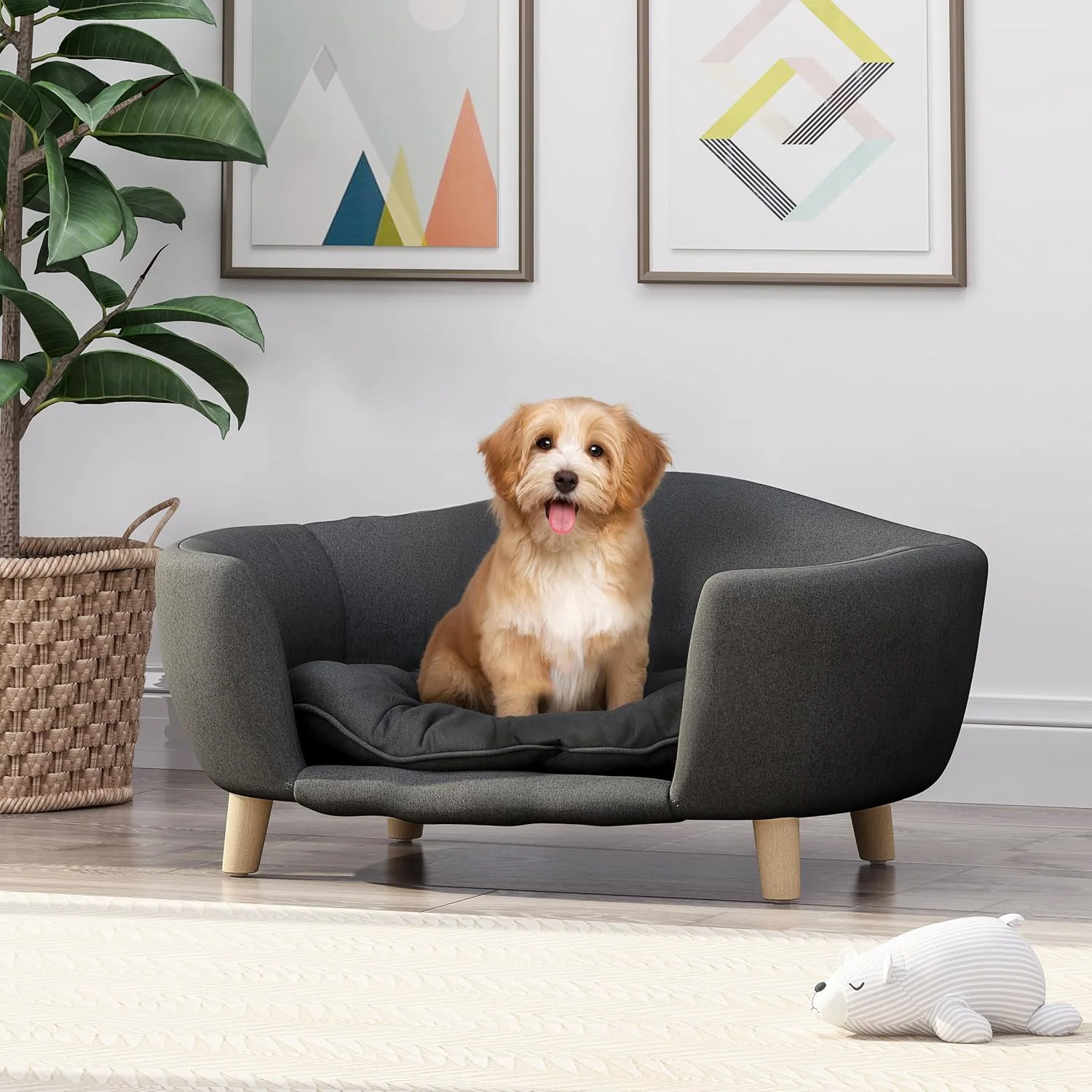 High-End Christopher Knight Home Elroy Orthopedic Dog Bed d Dog Sofa Bed for Small Dog Supportive Foam Pet Couch Bed with Wooden Legs Modern Pet Sofa Bed Dark Gray Efficient