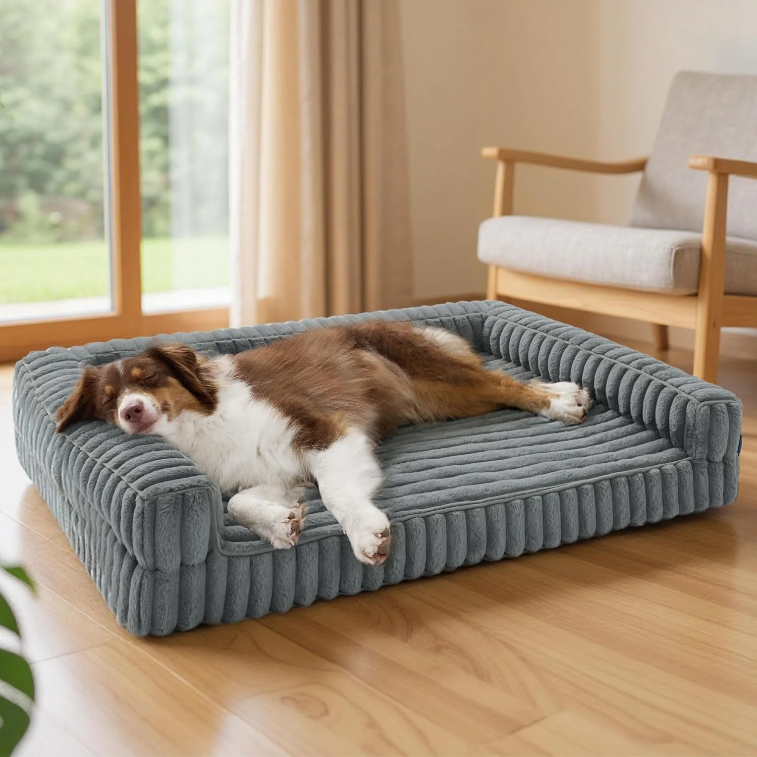Reliable Bedsure Orthopedic Dog Beds Large Sized Dog Waterproof Memory Foam Pet Bed with Sides Non-Slip Bottom and Egg-Crate Foam Large Pet Couch Sofa with Washable Removable Corduroy Cover Grey World-Class