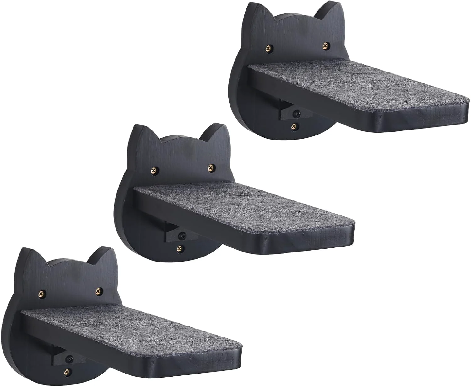 Sophisticated ESPETS Black Painted Solid Wood Cat Wall Climbing Steps Set of 3 - Wall Mounted Cat Floating Furniture Shelves and Perches Sturdy Climber Stairs Ladders - Holds up 30lbs Carefully Designed