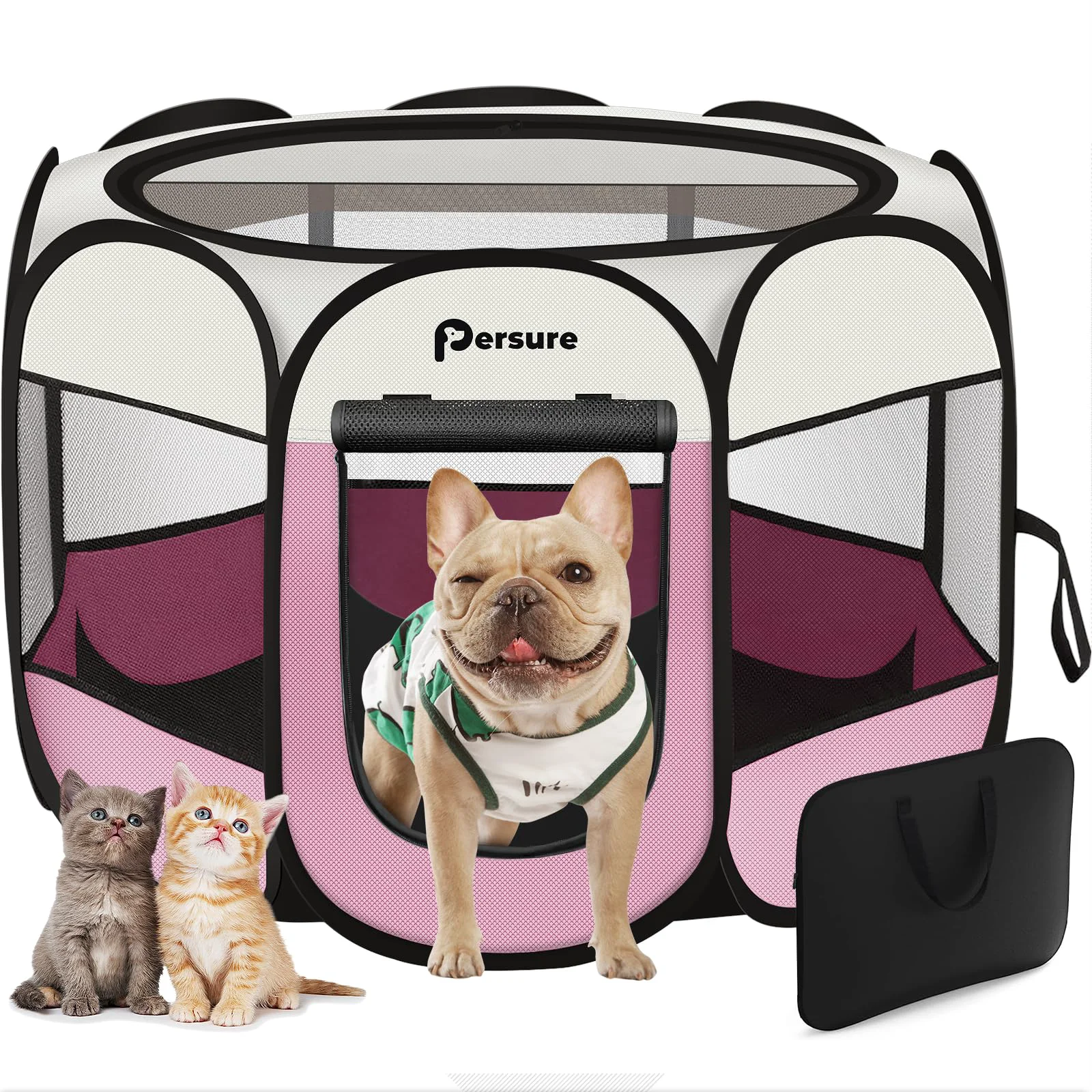 Fast Persure Dog Cat Playpen – Indoor Outdoor Portable Pop-Up Kennel Pink Medium Practical