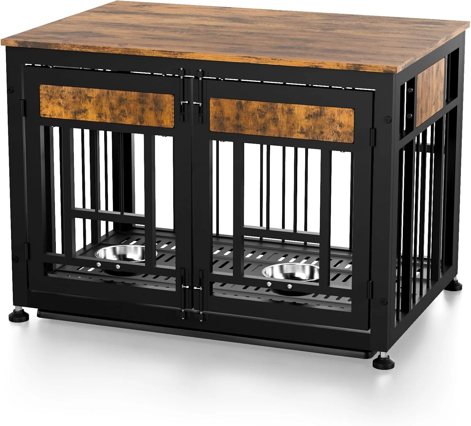 Secure Dog Crate Furniture End Table 38 Inch Hidden Kennel Cabinet with Removable Tray Thickened Metal Frame Dog Cage Dual-Purpose Pet House Nightstand for Living Room Exceptional