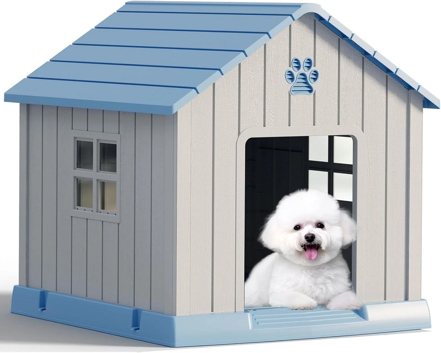 Safe Large Dog House Outdoor Indoor for Medium Large Dogs Durable Plastic Waterproof Doghouse with Air Vents and d Floor Easy Clean and Assemble Blue 31 L x 33.3 W x 33.5 H Green