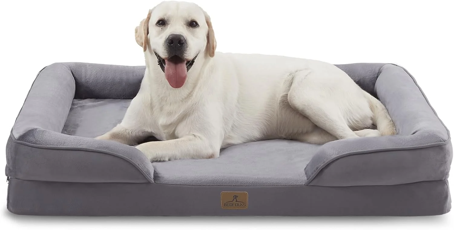 Durable Bedfolks Orthopedic Dog Bed XL Waterproof Dog Sofa Bed for Extra Large Dogs Egg Foam Pet Couch Bed with Removable Washable Cover and Nonslip Bottom Dark Grey Proven