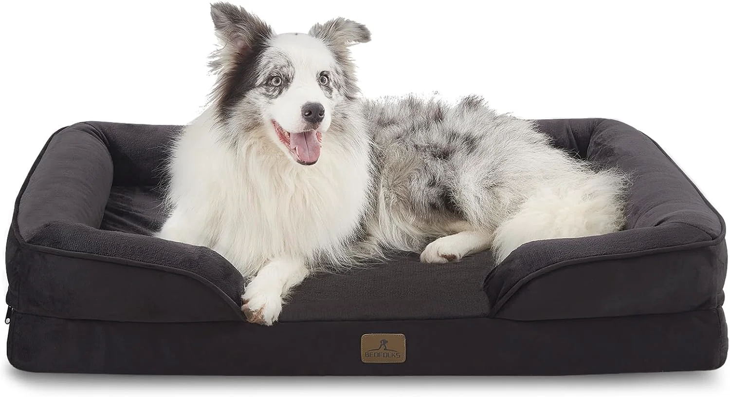 Quality Bedfolks Orthopedic Dog Bed Big Waterproof Dog Sofa Bed for Large Dogs Egg Foam Pet Couch Bed with Removable Washable Cover and Nonslip Bottom Black High-Quality