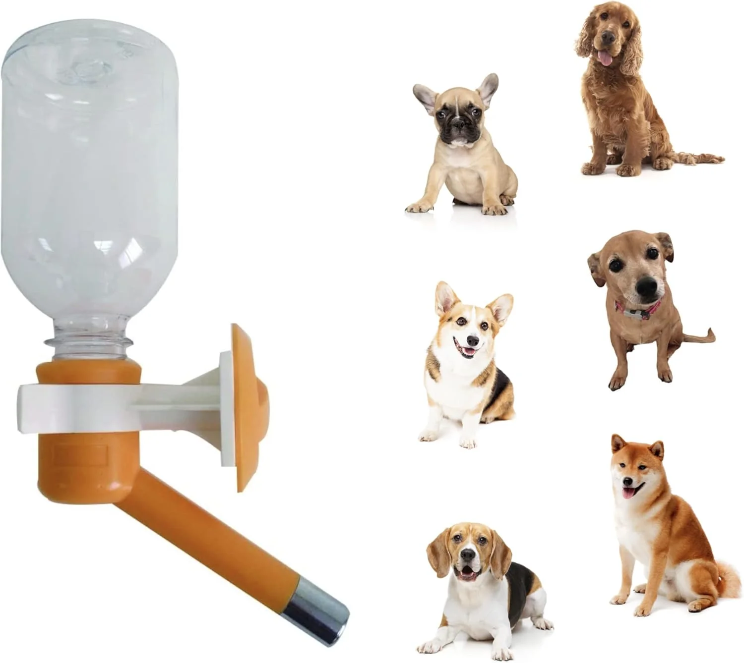 Superior Choco Nose Patented No-Drip Dog Water Bottle Feeder for Dogs Cats and Other Small-Medium Sized Animals - for Cages Crates or Wall Mount. 10.2 Oz. Mess Leak-Proof Nozzle 16mm Orange C590 Exceptional